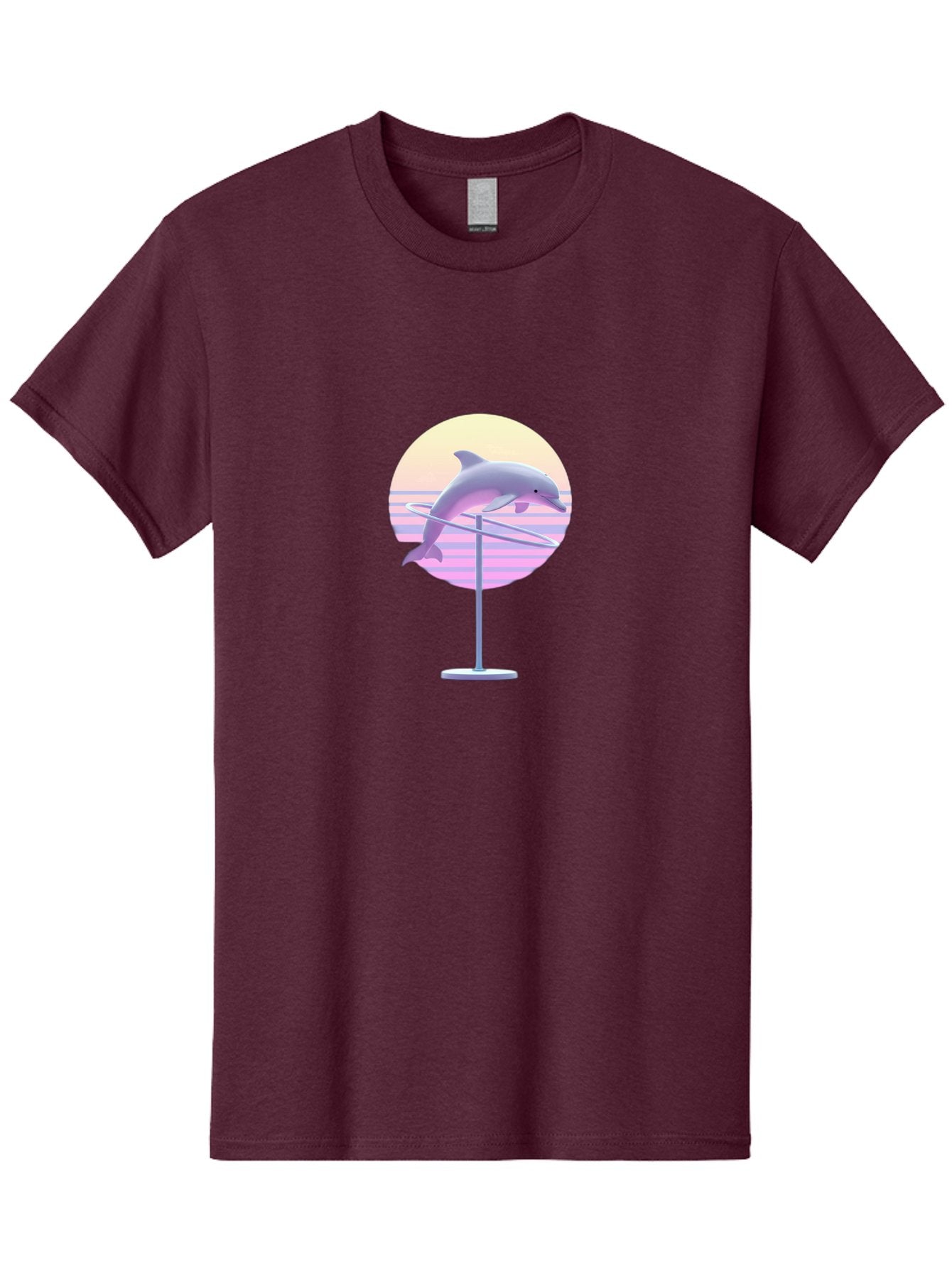 Dolphin-Spin-Art Men'S Graphic Tee, 100% Cotton, Comfortable Casual Summer Wear, Machine Washable, Dolphin Leaping, Ocean Scenery, Pastel Colors, Abstract Art, Surrealism, 3D Illustration, Creative Design, Modern Artwork, Minimalist Style, Bab866 13
