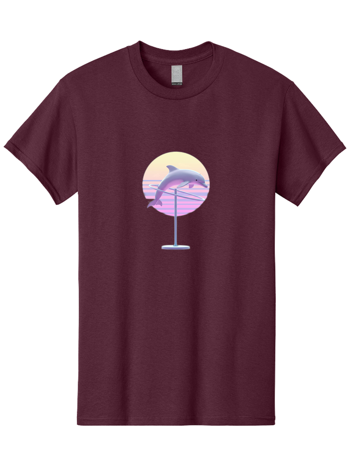 Dolphin-Spin-Art Men'S Graphic Tee, 100% Cotton, Comfortable Casual Summer Wear, Machine Washable, Dolphin Leaping, Ocean Scenery, Pastel Colors, Abstract Art, Surrealism, 3D Illustration, Creative Design, Modern Artwork, Minimalist Style, Bab866 15