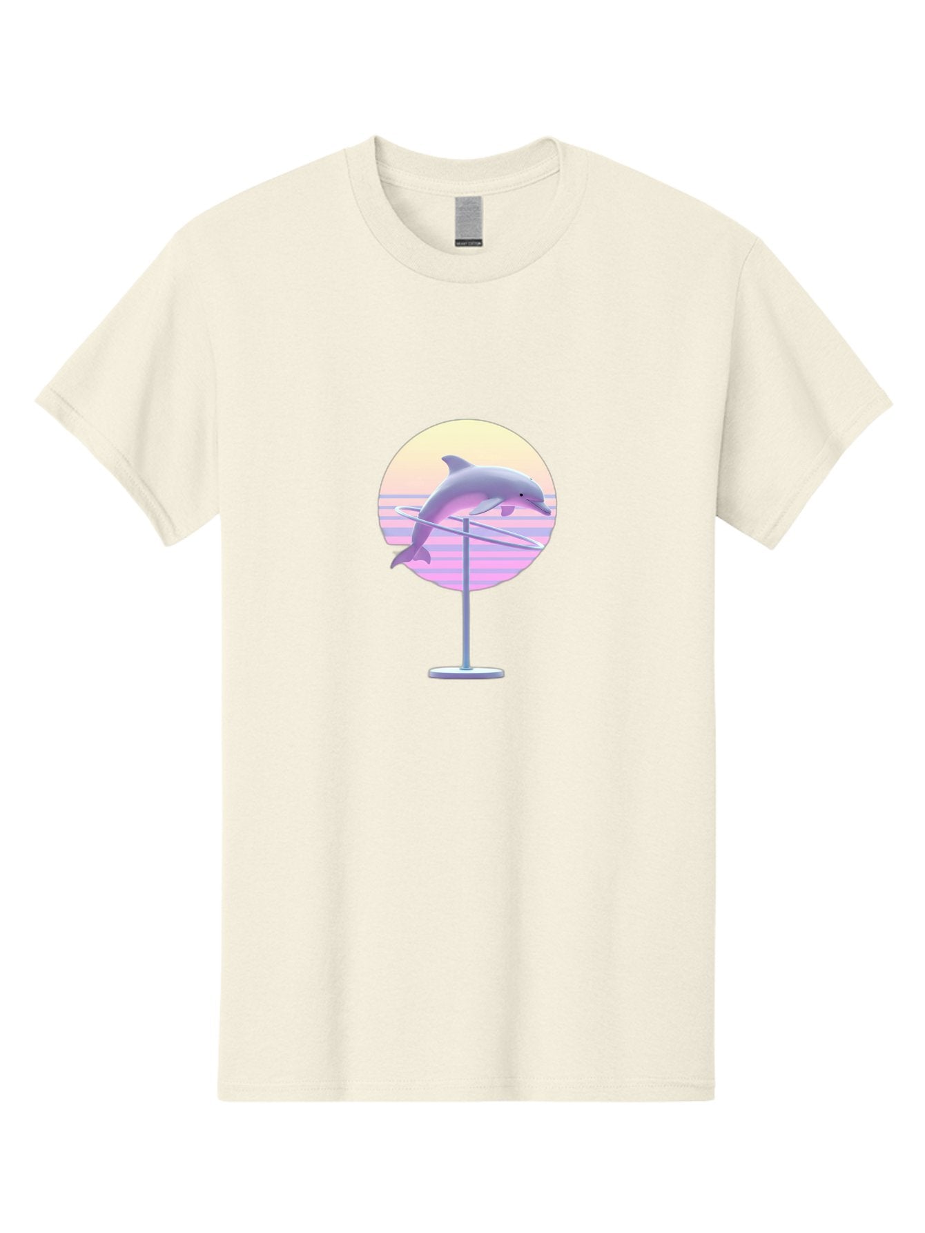 Dolphin-Spin-Art Men'S Graphic Tee, 100% Cotton, Comfortable Casual Summer Wear, Machine Washable, Dolphin Leaping, Ocean Scenery, Pastel Colors, Abstract Art, Surrealism, 3D Illustration, Creative Design, Modern Artwork, Minimalist Style, Bab866 7