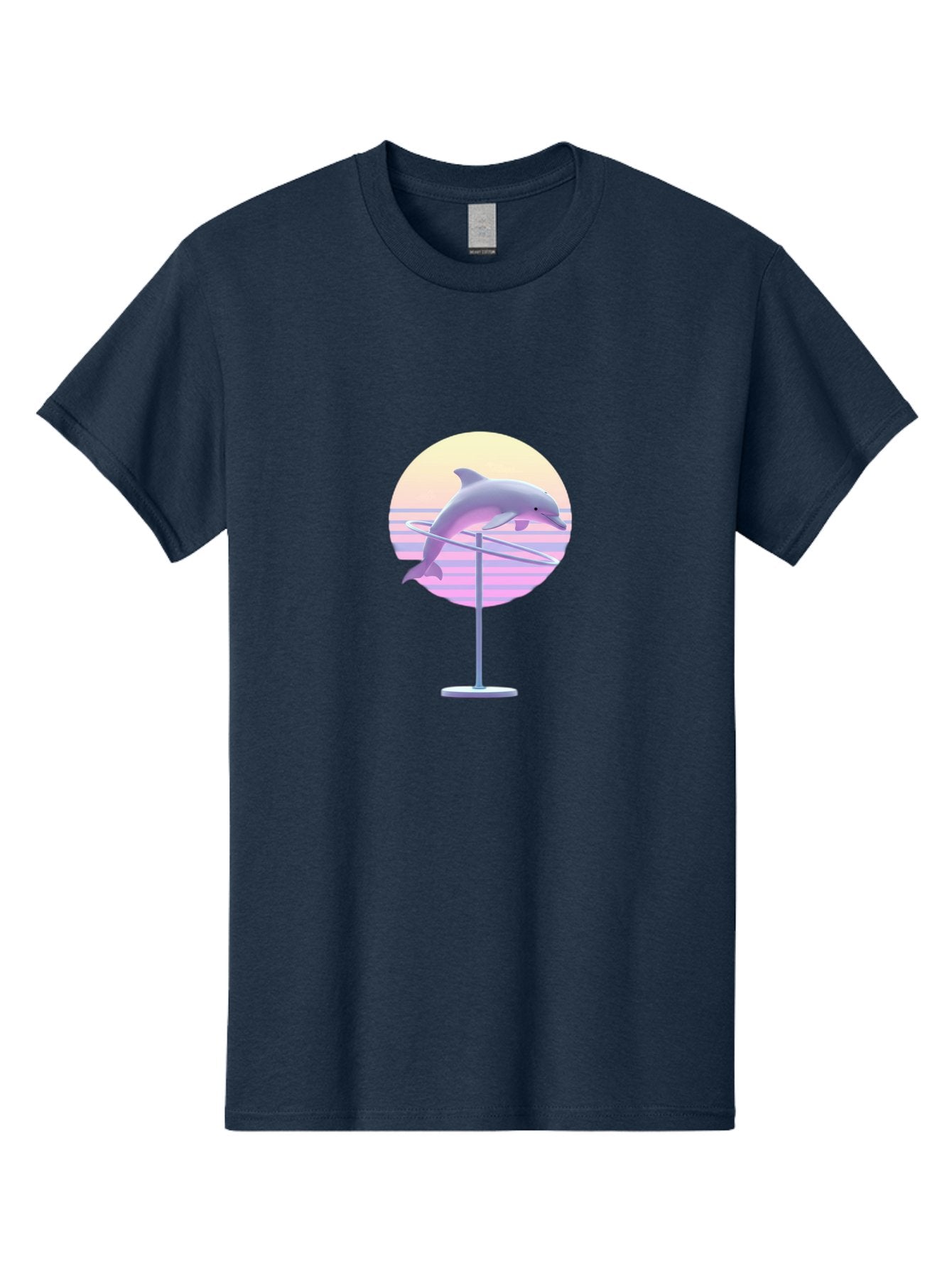 Dolphin-Spin-Art Men'S Graphic Tee, 100% Cotton, Comfortable Casual Summer Wear, Machine Washable, Dolphin Leaping, Ocean Scenery, Pastel Colors, Abstract Art, Surrealism, 3D Illustration, Creative Design, Modern Artwork, Minimalist Style, Bab866 10