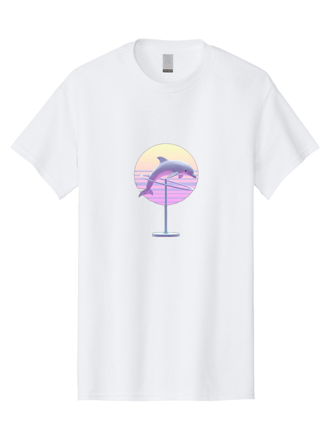 Dolphin-Spin-Art Men'S Graphic Tee, 100% Cotton, Comfortable Casual Summer Wear, Machine Washable, Dolphin Leaping, Ocean Scenery, Pastel Colors, Abstract Art, Surrealism, 3D Illustration, Creative Design, Modern Artwork, Minimalist Style, Bab866 5