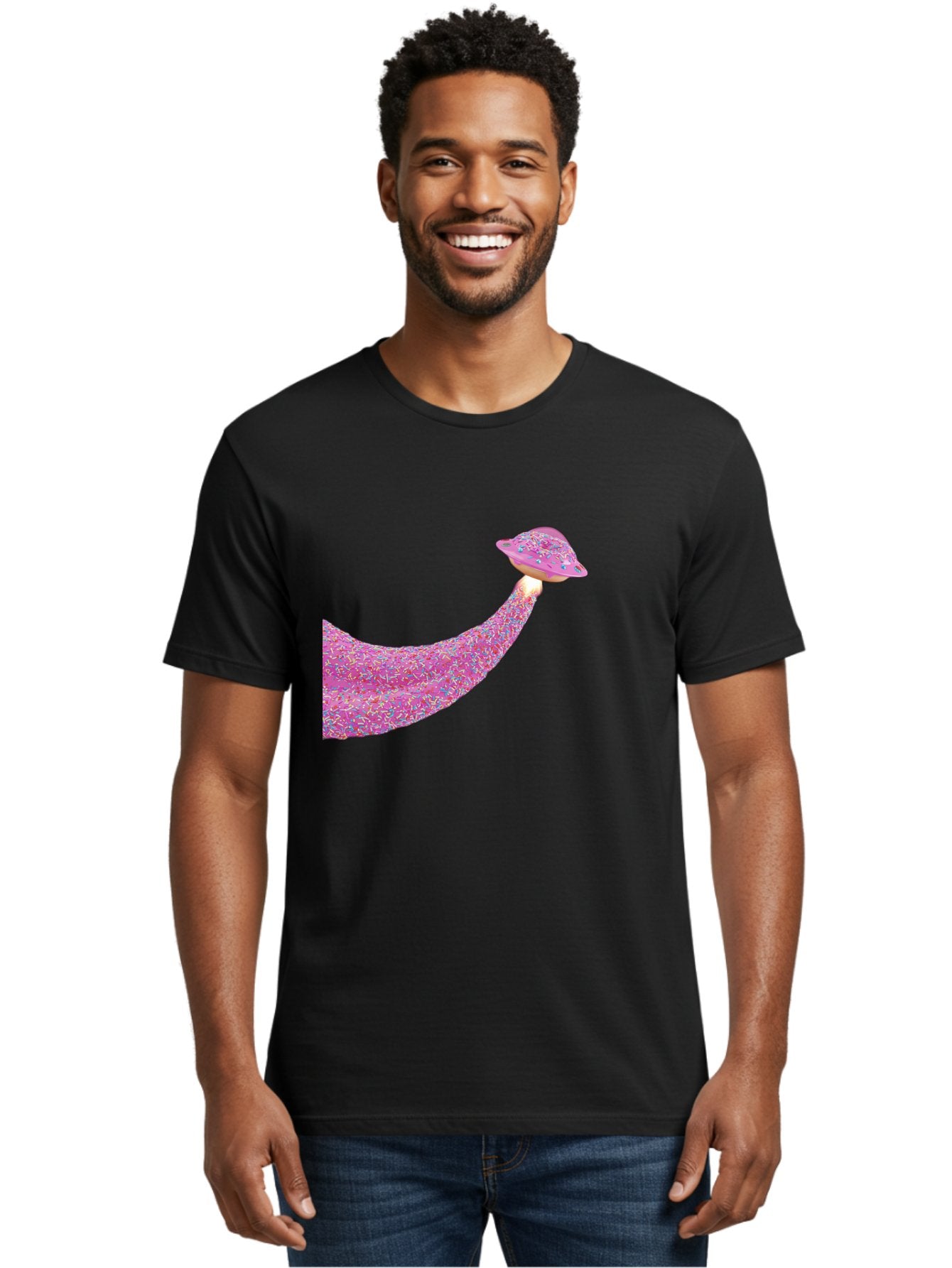 Donut-Banana Men'S Graphic Tee, 100% Cotton, Comfortable Casual Summer Wear, Machine Washable, Donut Topped Banana, Sprinkles On Banana, Sweet Treats, Colorful Dessert, Whimsical Design, Fun Illustration, Pastel Colors, Playful Art, Bab867 20