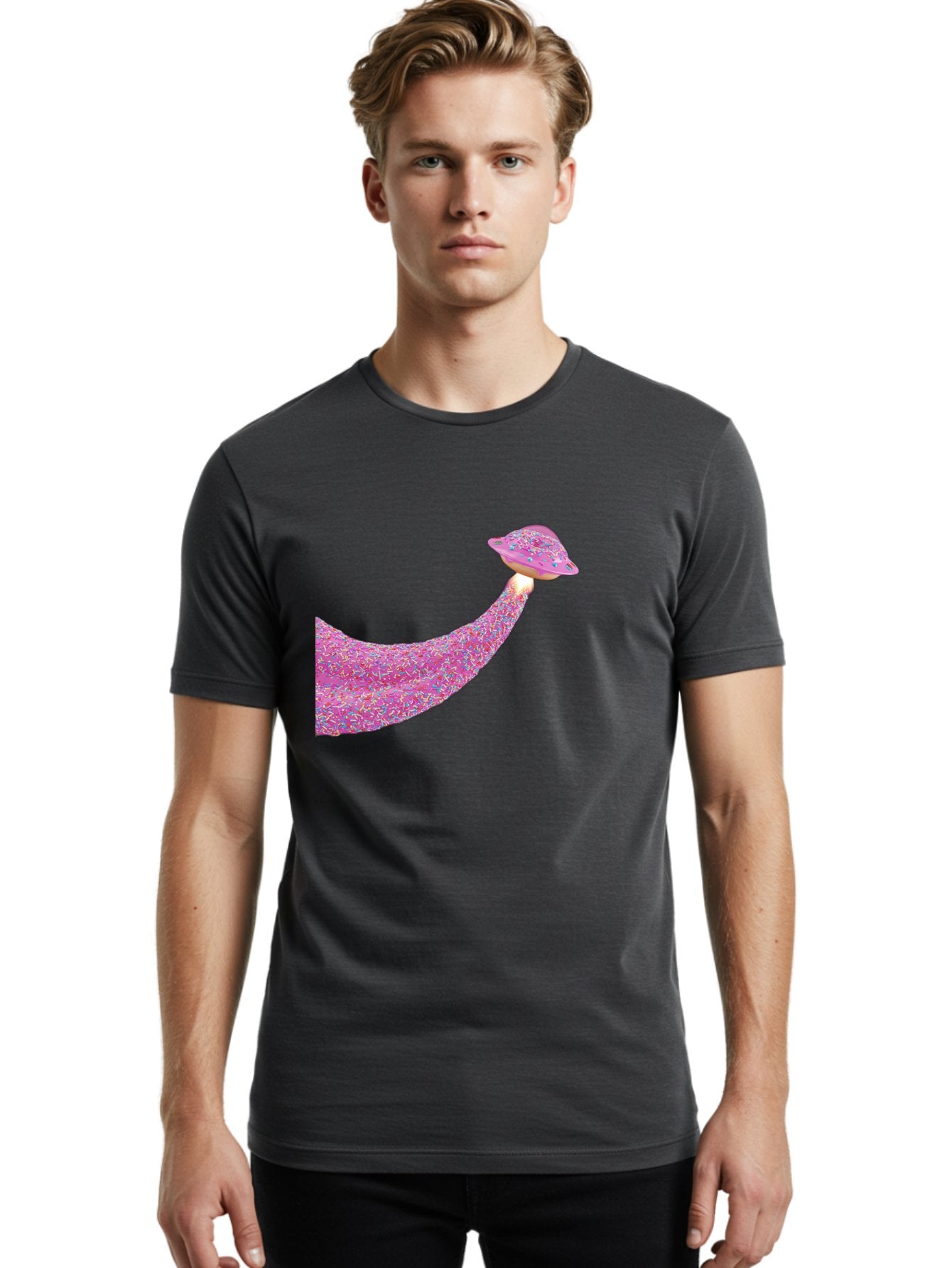 Donut-Banana Men'S Graphic Tee, 100% Cotton, Comfortable Casual Summer Wear, Machine Washable, Donut Topped Banana, Sprinkles On Banana, Sweet Treats, Colorful Dessert, Whimsical Design, Fun Illustration, Pastel Colors, Playful Art, Bab867 23