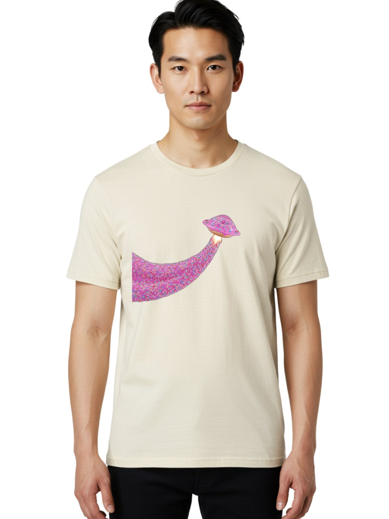 Donut-Banana Men'S Graphic Tee, 100% Cotton, Comfortable Casual Summer Wear, Machine Washable, Donut Topped Banana, Sprinkles On Banana, Sweet Treats, Colorful Dessert, Whimsical Design, Fun Illustration, Pastel Colors, Playful Art, Bab867 30