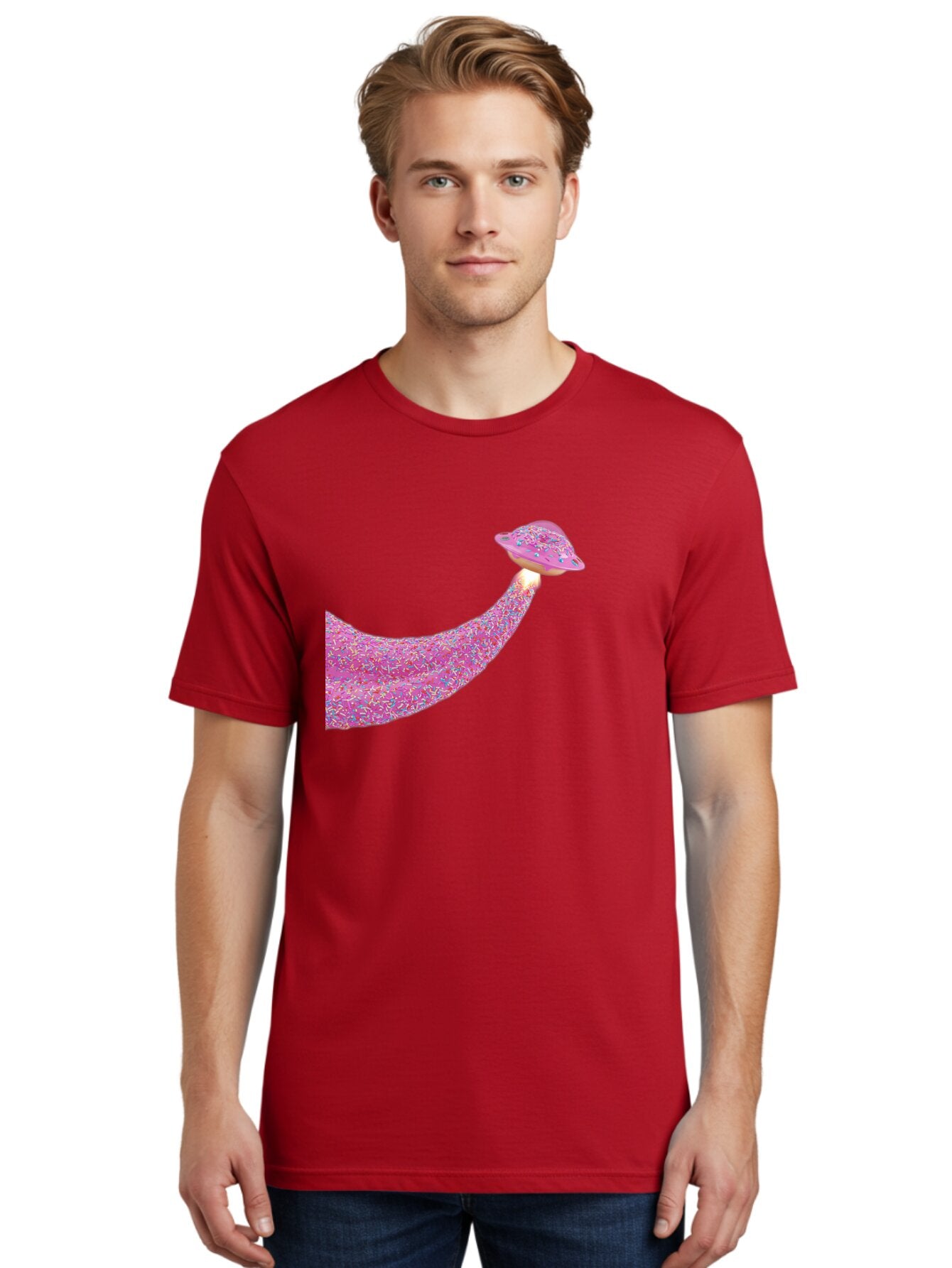 Donut-Banana Men'S Graphic Tee, 100% Cotton, Comfortable Casual Summer Wear, Machine Washable, Donut Topped Banana, Sprinkles On Banana, Sweet Treats, Colorful Dessert, Whimsical Design, Fun Illustration, Pastel Colors, Playful Art, Bab867 19