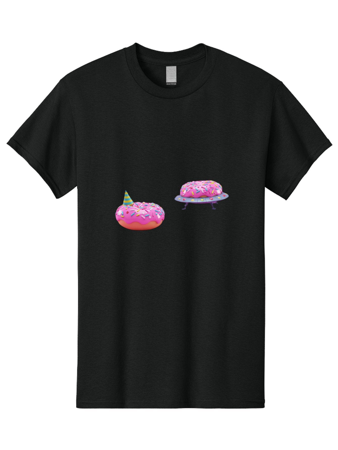 Donut-Party Men'S Graphic Tee, 100% Cotton, Comfortable Casual Summer Wear, Machine Washable, Pink Donut Inflatables, Donut Shaped Pool Floats, Colorful Sprinkles, Party Hat, Whimsical Decor, Fun Accessories, Retro Style, Summer Vibes Bab869