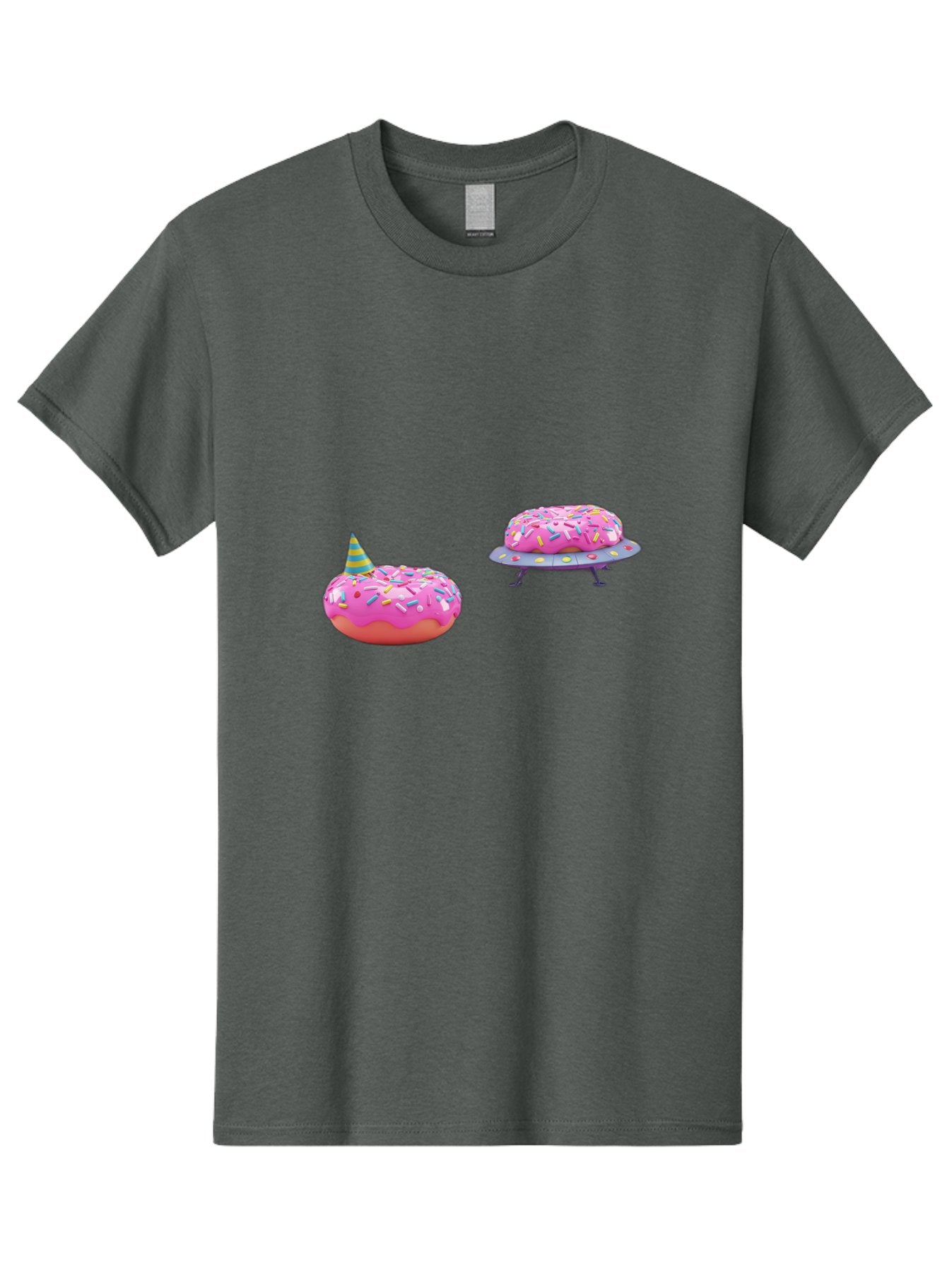 Donut-Party Men'S Graphic Tee, 100% Cotton, Comfortable Casual Summer Wear, Machine Washable, Pink Donut Inflatables, Donut Shaped Pool Floats, Colorful Sprinkles, Party Hat, Whimsical Decor, Fun Accessories, Retro Style, Summer Vibes Bab869 5