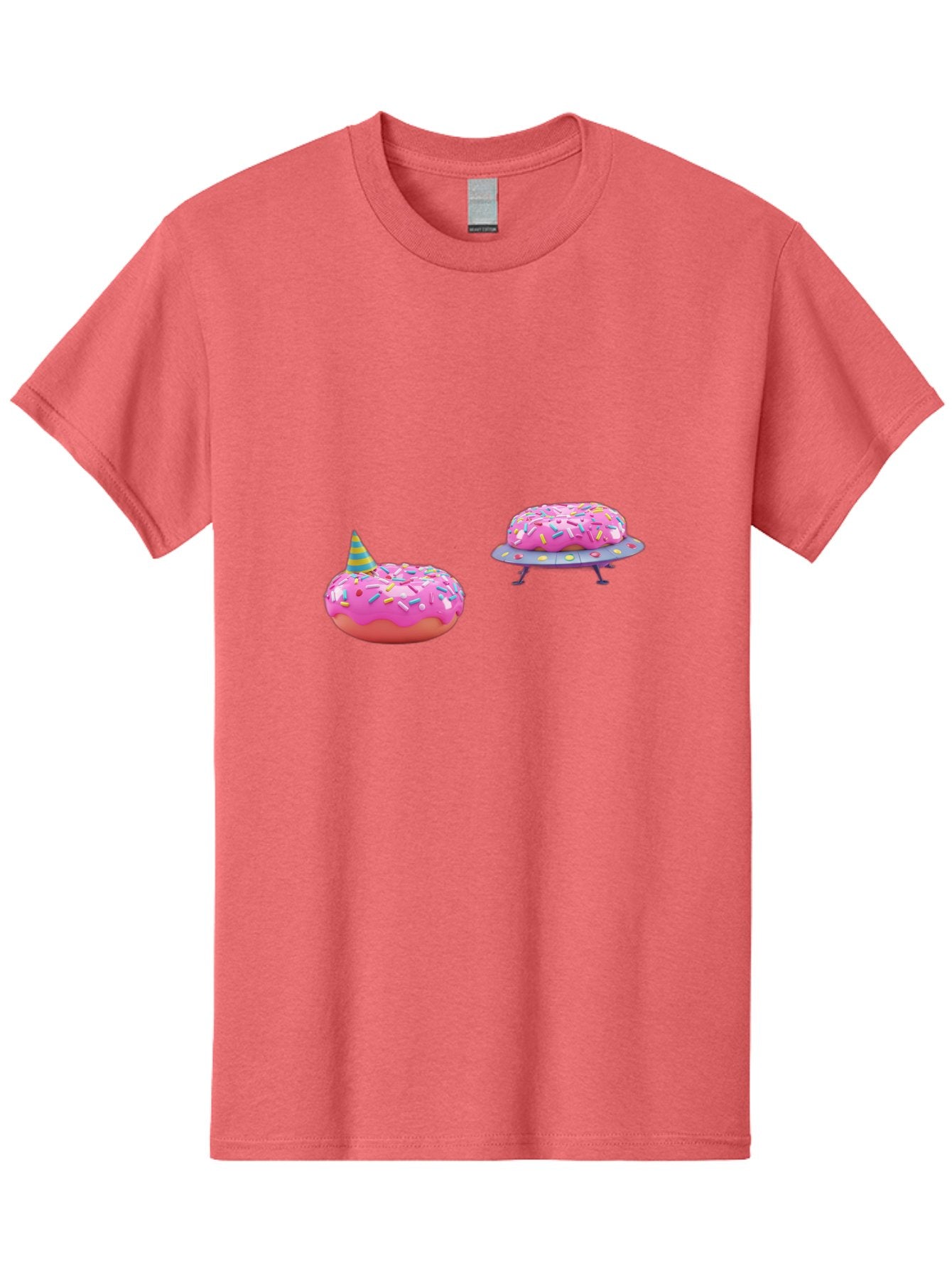 Donut-Party Men'S Graphic Tee, 100% Cotton, Comfortable Casual Summer Wear, Machine Washable, Pink Donut Inflatables, Donut Shaped Pool Floats, Colorful Sprinkles, Party Hat, Whimsical Decor, Fun Accessories, Retro Style, Summer Vibes Bab869 8