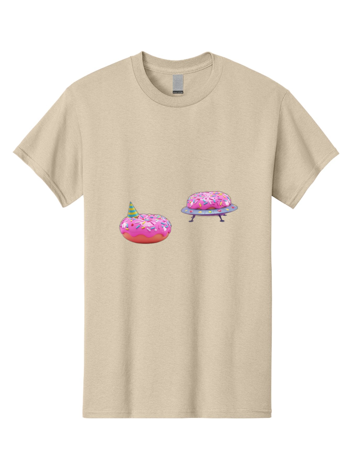 Donut-Party Men'S Graphic Tee, 100% Cotton, Comfortable Casual Summer Wear, Machine Washable, Pink Donut Inflatables, Donut Shaped Pool Floats, Colorful Sprinkles, Party Hat, Whimsical Decor, Fun Accessories, Retro Style, Summer Vibes Bab869 12