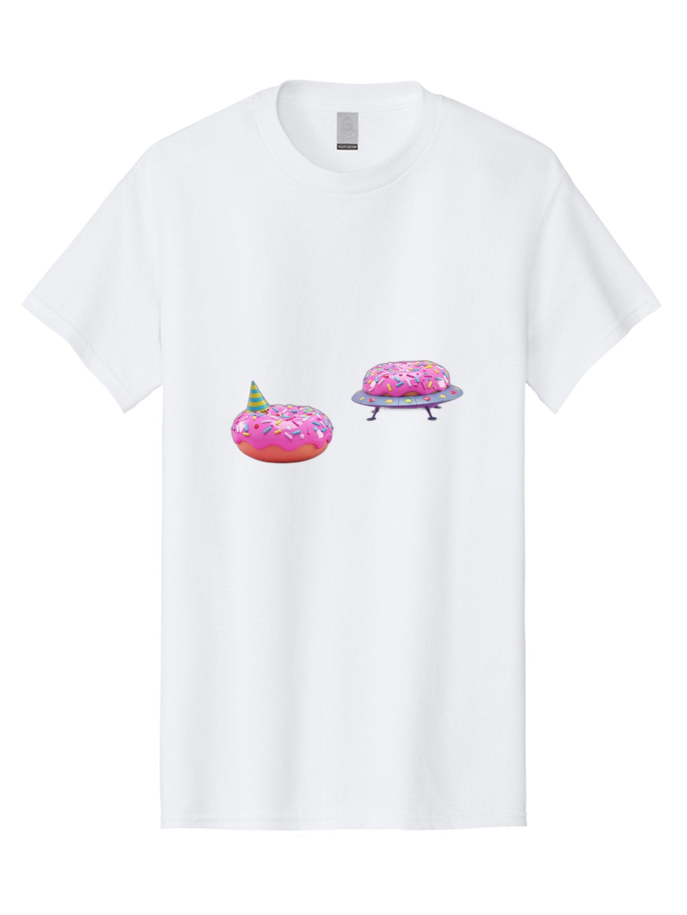 Donut-Party Men'S Graphic Tee, 100% Cotton, Comfortable Casual Summer Wear, Machine Washable, Pink Donut Inflatables, Donut Shaped Pool Floats, Colorful Sprinkles, Party Hat, Whimsical Decor, Fun Accessories, Retro Style, Summer Vibes Bab869 14