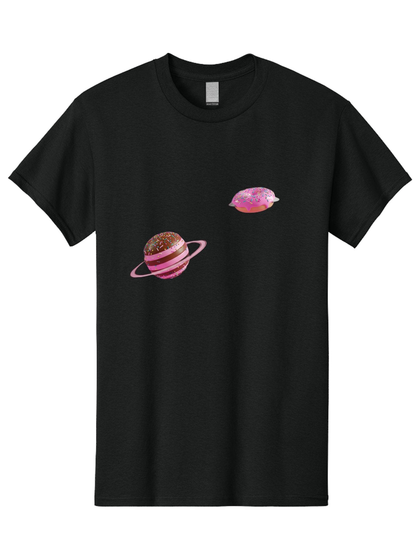 Donut-Planets Men'S Graphic Tee, 100% Cotton, Comfortable Casual Summer Wear, Machine Washable, Donut With Sprinkles, Planet With Ring, Pink Frosting, Chocolate Donut, Sprinkle Donut, Donut Planet, Fantasy Dessert, Sweet Treat, Bab870 9