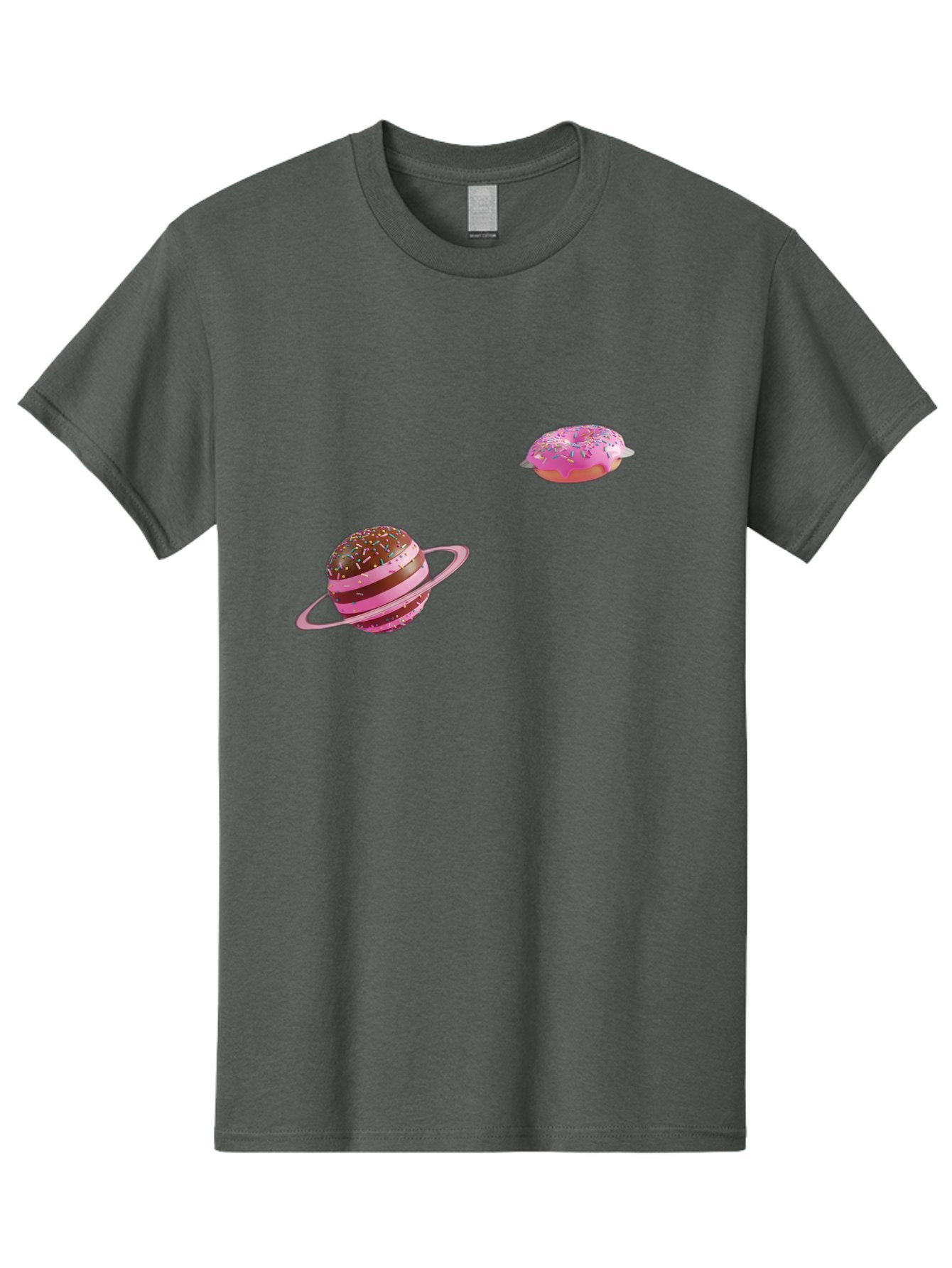 Donut-Planets Men'S Graphic Tee, 100% Cotton, Comfortable Casual Summer Wear, Machine Washable, Donut With Sprinkles, Planet With Ring, Pink Frosting, Chocolate Donut, Sprinkle Donut, Donut Planet, Fantasy Dessert, Sweet Treat, Bab870 3