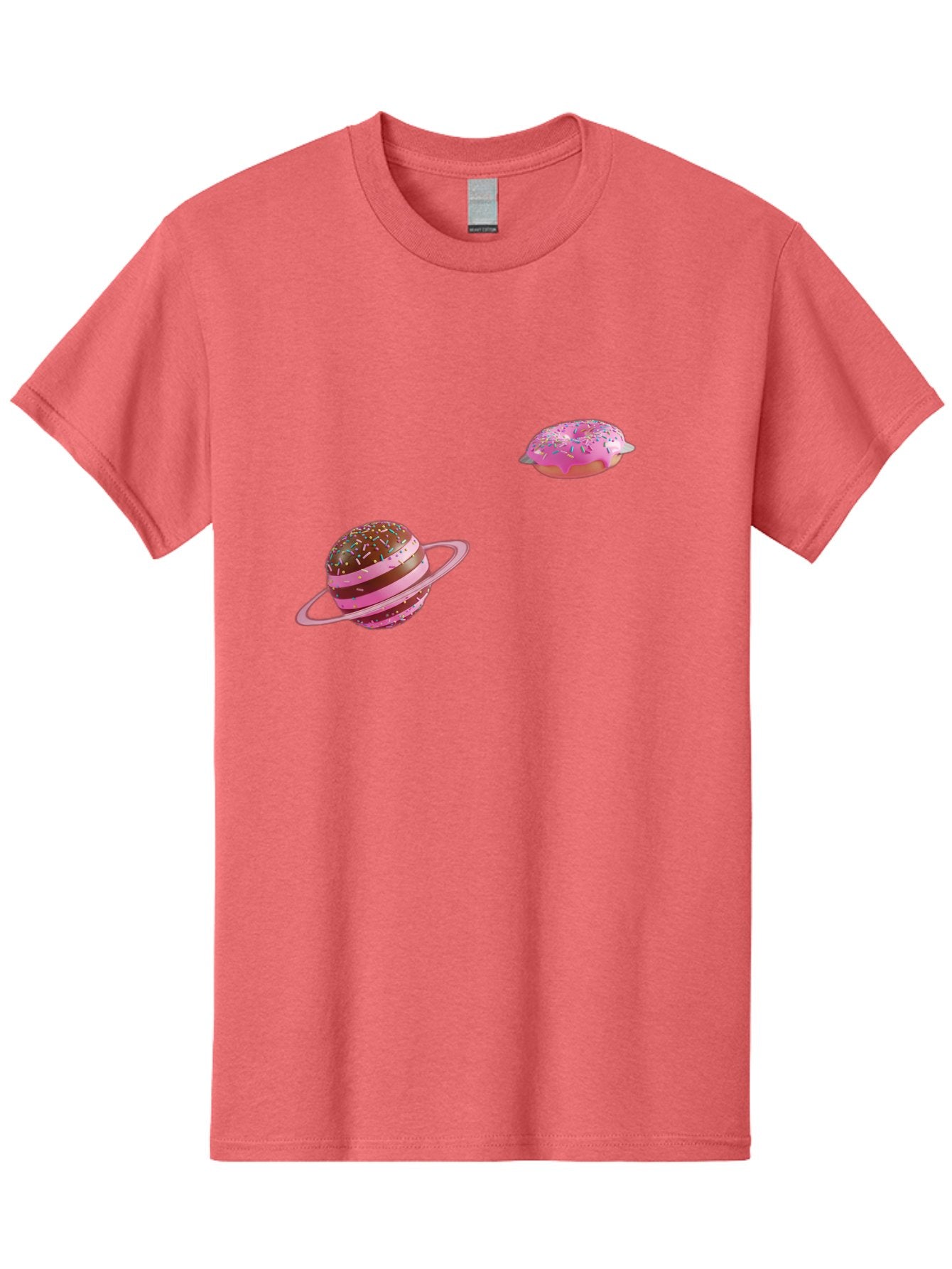 Donut-Planets Men'S Graphic Tee, 100% Cotton, Comfortable Casual Summer Wear, Machine Washable, Donut With Sprinkles, Planet With Ring, Pink Frosting, Chocolate Donut, Sprinkle Donut, Donut Planet, Fantasy Dessert, Sweet Treat, Bab870
