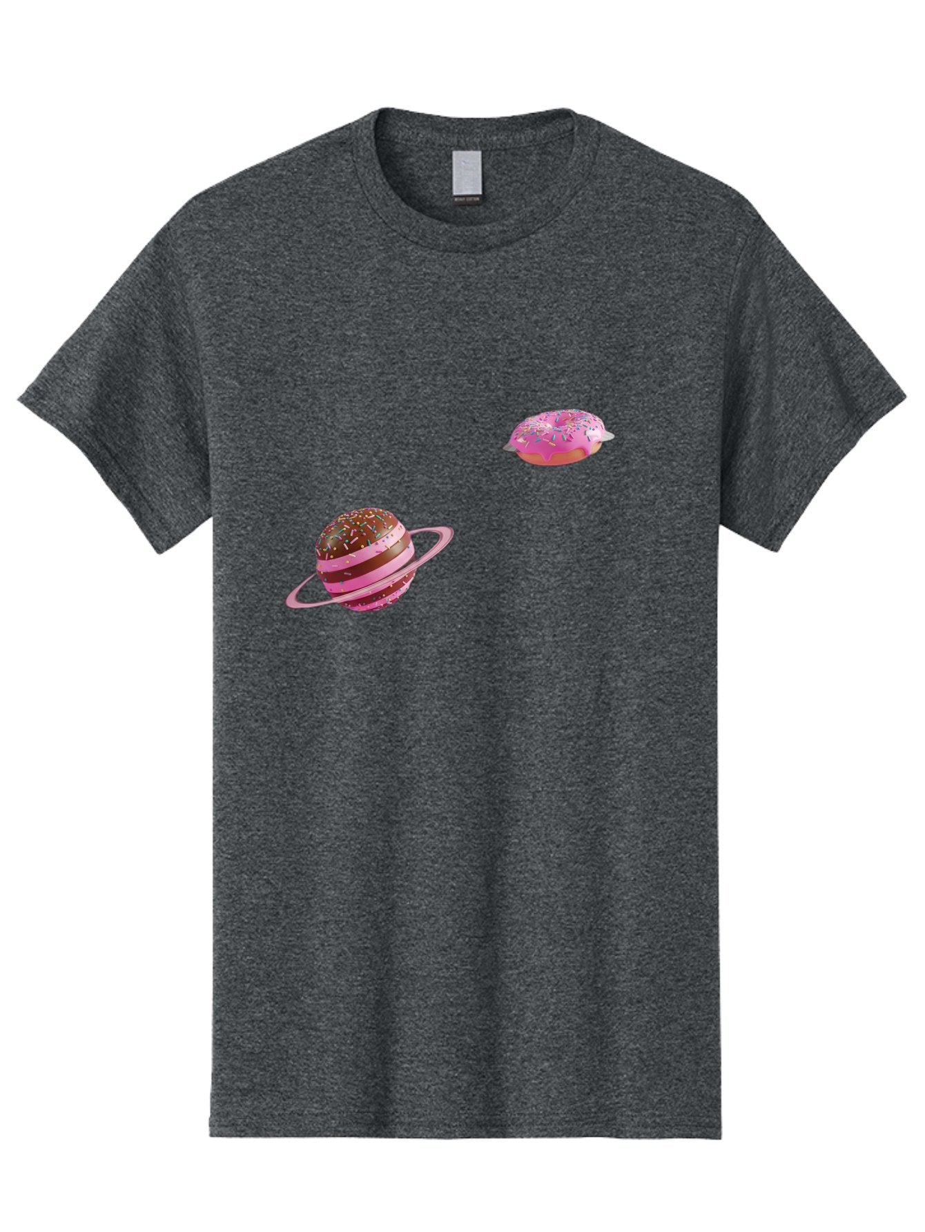 Donut-Planets Men'S Graphic Tee, 100% Cotton, Comfortable Casual Summer Wear, Machine Washable, Donut With Sprinkles, Planet With Ring, Pink Frosting, Chocolate Donut, Sprinkle Donut, Donut Planet, Fantasy Dessert, Sweet Treat, Bab870 13