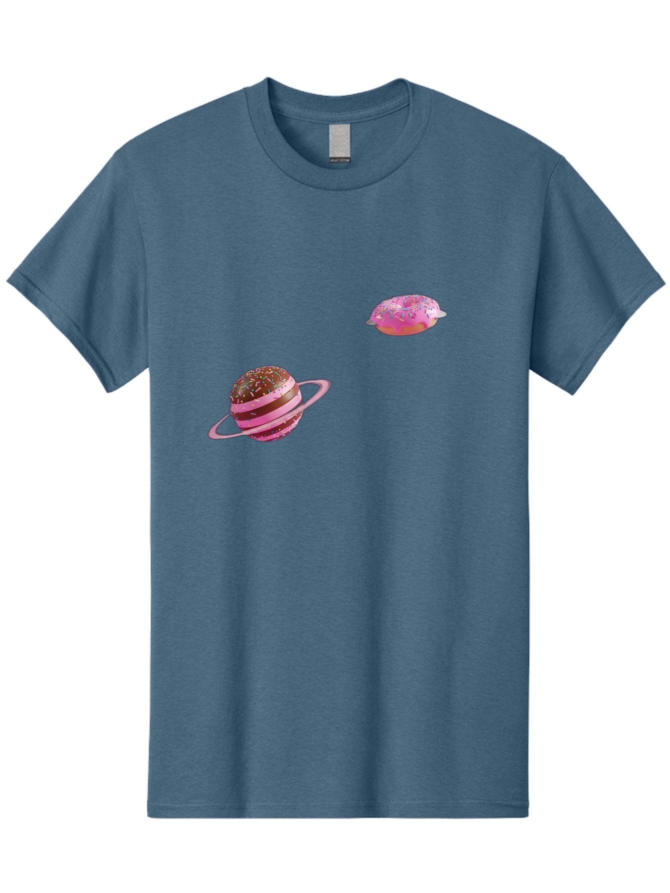 Donut-Planets Men'S Graphic Tee, 100% Cotton, Comfortable Casual Summer Wear, Machine Washable, Donut With Sprinkles, Planet With Ring, Pink Frosting, Chocolate Donut, Sprinkle Donut, Donut Planet, Fantasy Dessert, Sweet Treat, Bab870 12