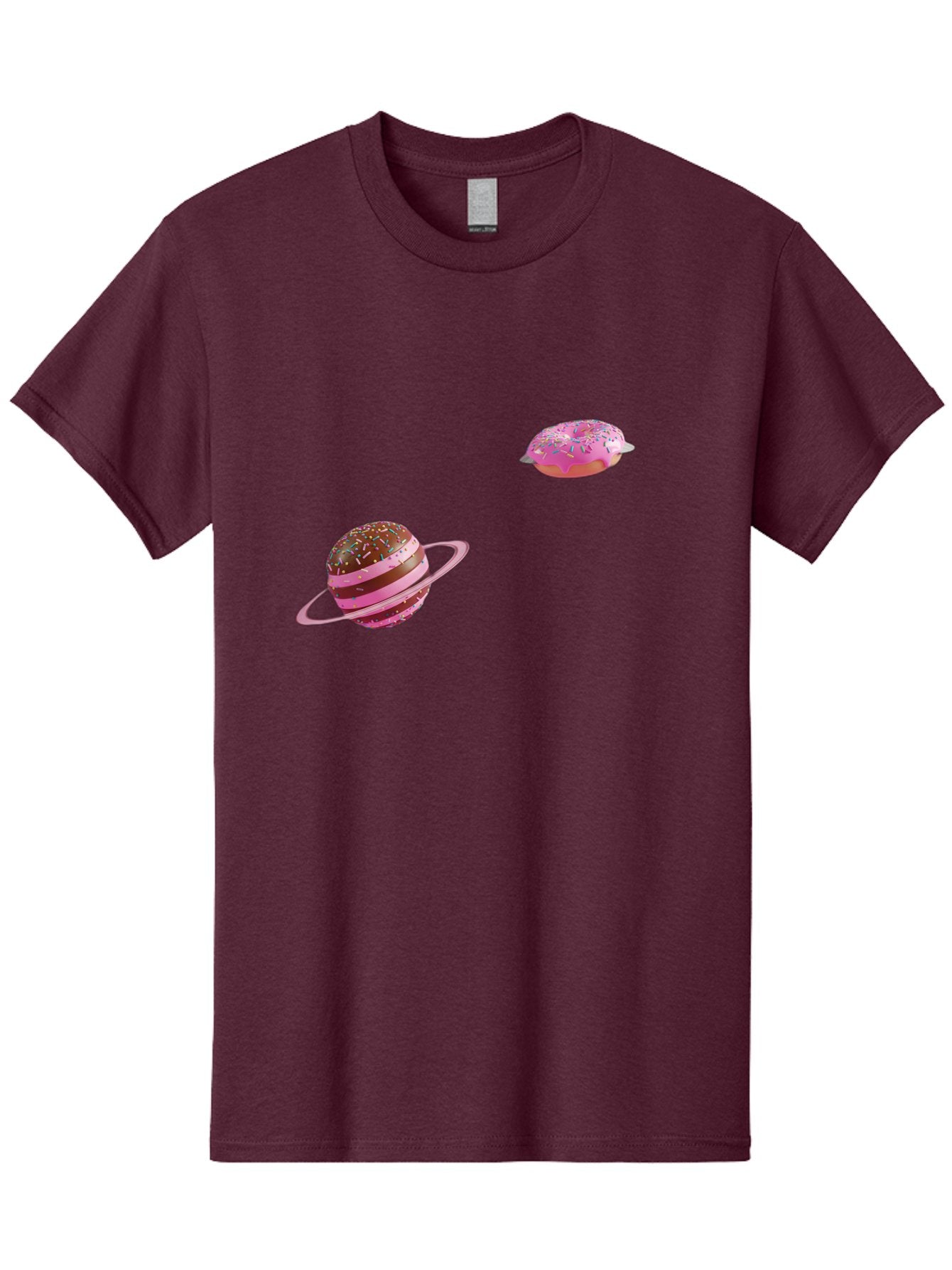 Donut-Planets Men'S Graphic Tee, 100% Cotton, Comfortable Casual Summer Wear, Machine Washable, Donut With Sprinkles, Planet With Ring, Pink Frosting, Chocolate Donut, Sprinkle Donut, Donut Planet, Fantasy Dessert, Sweet Treat, Bab870 11