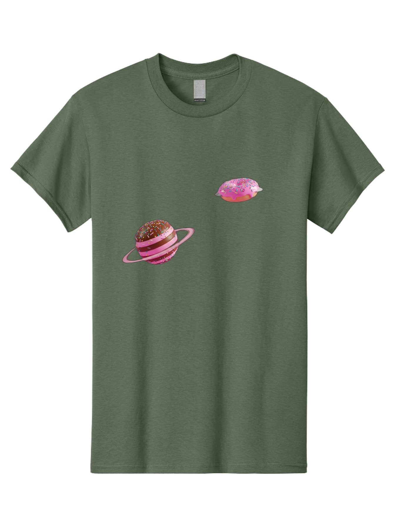 Donut-Planets Men'S Graphic Tee, 100% Cotton, Comfortable Casual Summer Wear, Machine Washable, Donut With Sprinkles, Planet With Ring, Pink Frosting, Chocolate Donut, Sprinkle Donut, Donut Planet, Fantasy Dessert, Sweet Treat, Bab870 5