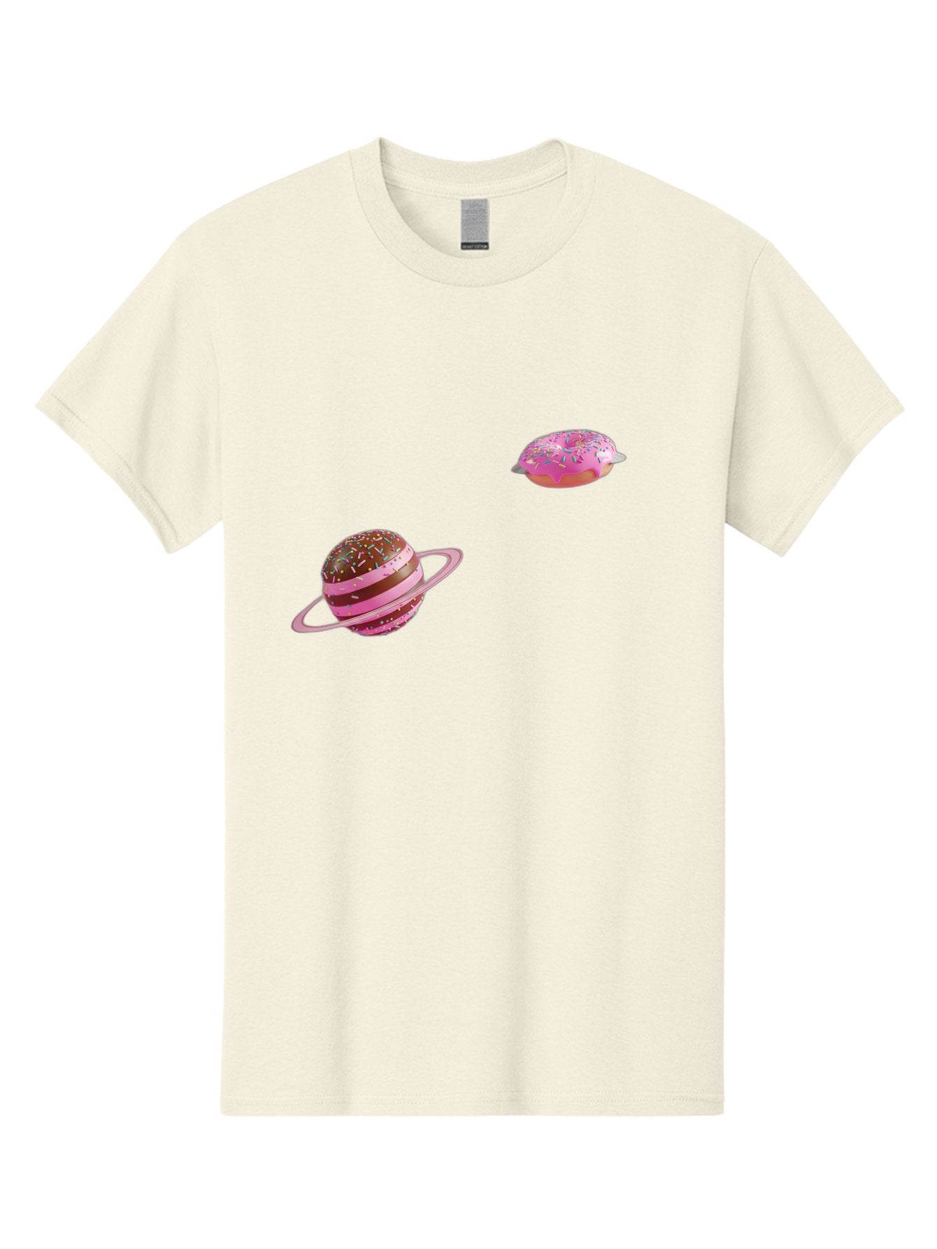 Donut-Planets Men'S Graphic Tee, 100% Cotton, Comfortable Casual Summer Wear, Machine Washable, Donut With Sprinkles, Planet With Ring, Pink Frosting, Chocolate Donut, Sprinkle Donut, Donut Planet, Fantasy Dessert, Sweet Treat, Bab870 7