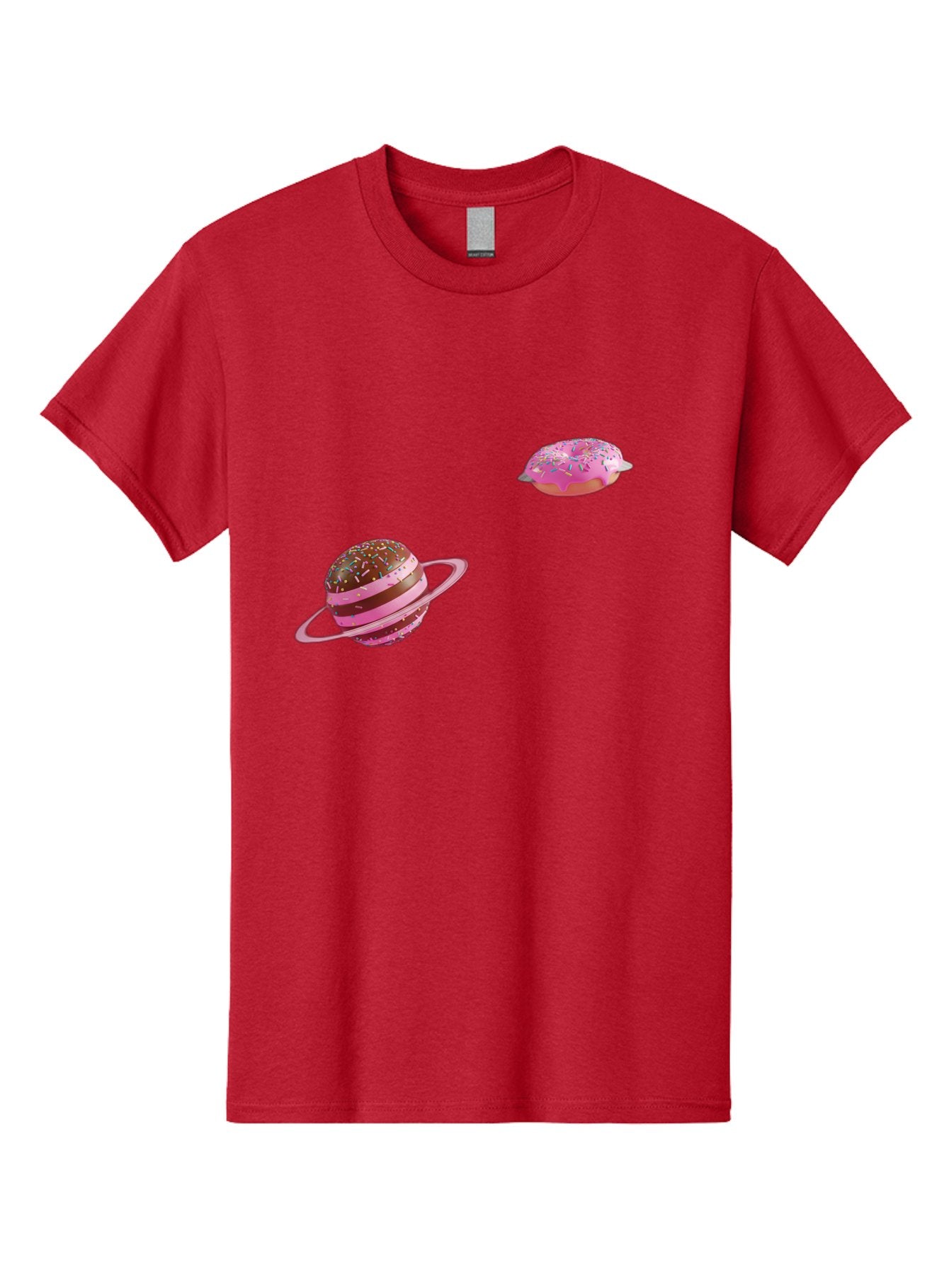 Donut-Planets Men'S Graphic Tee, 100% Cotton, Comfortable Casual Summer Wear, Machine Washable, Donut With Sprinkles, Planet With Ring, Pink Frosting, Chocolate Donut, Sprinkle Donut, Donut Planet, Fantasy Dessert, Sweet Treat, Bab870 10