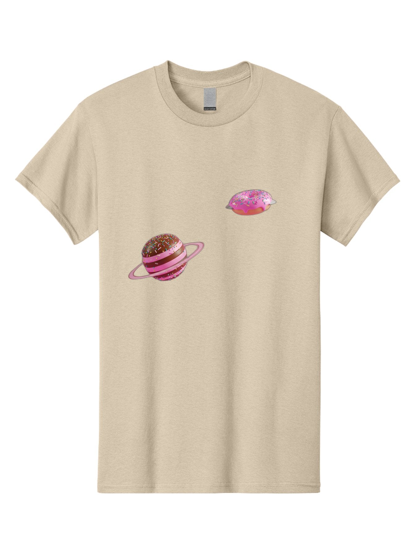 Donut-Planets Men'S Graphic Tee, 100% Cotton, Comfortable Casual Summer Wear, Machine Washable, Donut With Sprinkles, Planet With Ring, Pink Frosting, Chocolate Donut, Sprinkle Donut, Donut Planet, Fantasy Dessert, Sweet Treat, Bab870 15