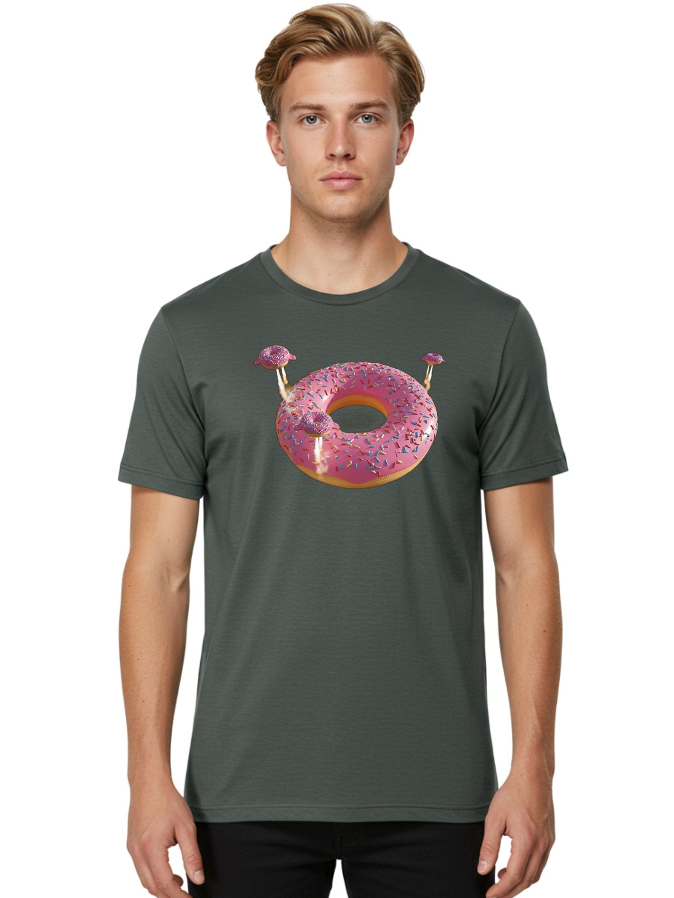 Donut-Pool-Float Men'S Graphic Tee, 100% Cotton, Comfortable Casual Summer Wear, Machine Washable, Pink Donut With Sprinkles, Donut Pool Float, Summer Vibes, Pastel Colors, Fun In The Sun, Colorful Sprinkles, Playful Design, Bab871 17