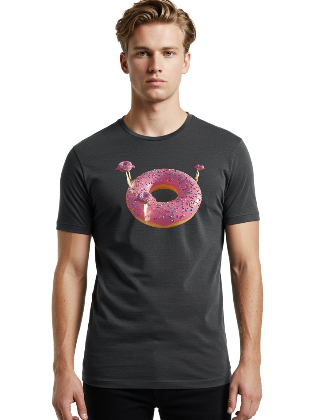 Donut-Pool-Float Men'S Graphic Tee, 100% Cotton, Comfortable Casual Summer Wear, Machine Washable, Pink Donut With Sprinkles, Donut Pool Float, Summer Vibes, Pastel Colors, Fun In The Sun, Colorful Sprinkles, Playful Design, Bab871 26