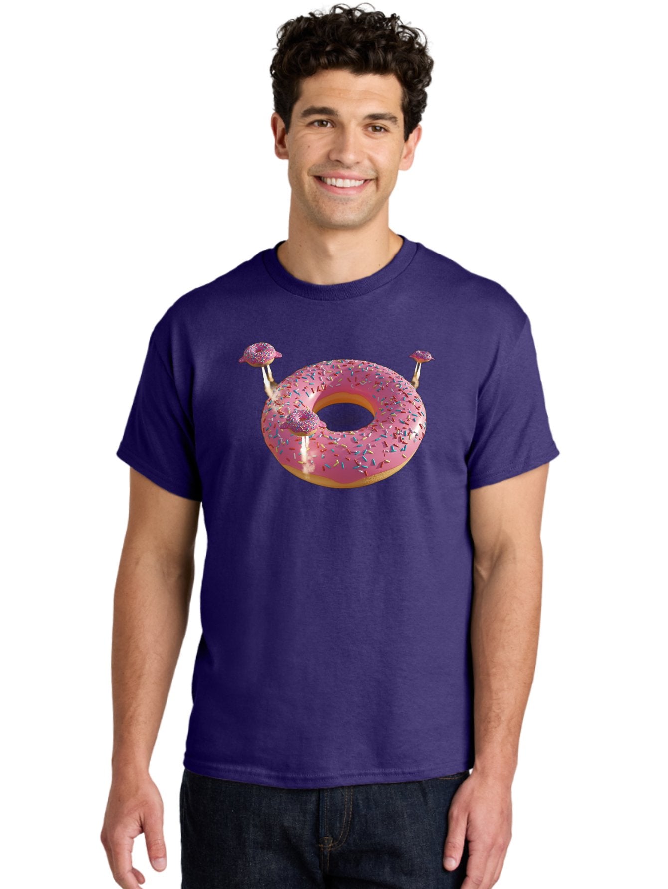 Donut-Pool-Float Men'S Graphic Tee, 100% Cotton, Comfortable Casual Summer Wear, Machine Washable, Pink Donut With Sprinkles, Donut Pool Float, Summer Vibes, Pastel Colors, Fun In The Sun, Colorful Sprinkles, Playful Design, Bab871 24