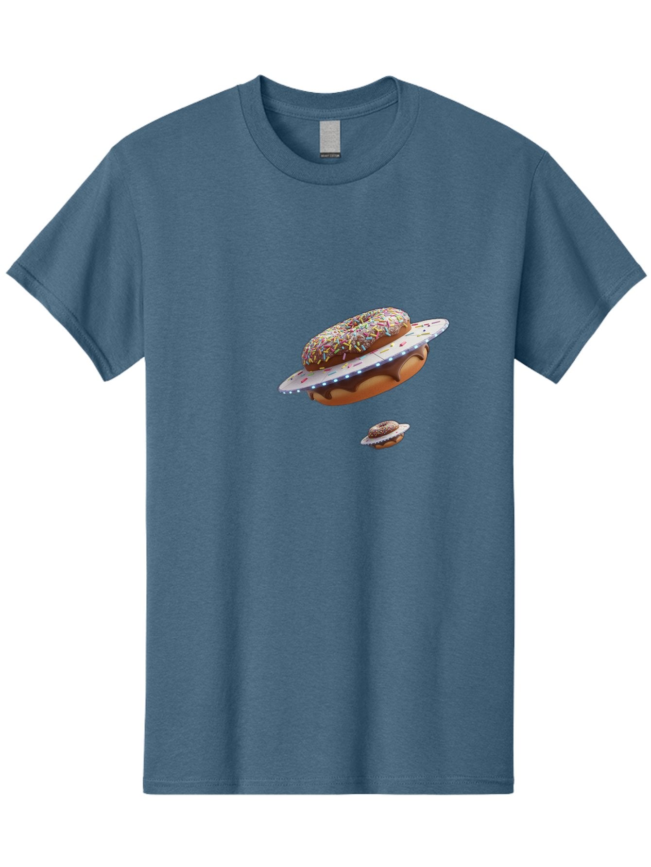 Donut-Ufo-2 Men'S Graphic Tee, 100% Cotton, Comfortable Casual Summer Wear, Machine Washable, Donut Ufo, Sprinkles, Colorful Treats, Flying Donuts, Sweet Galaxy, Whimsical Dessert, Digital Art, Creative Design, Fun Food Bab874 3