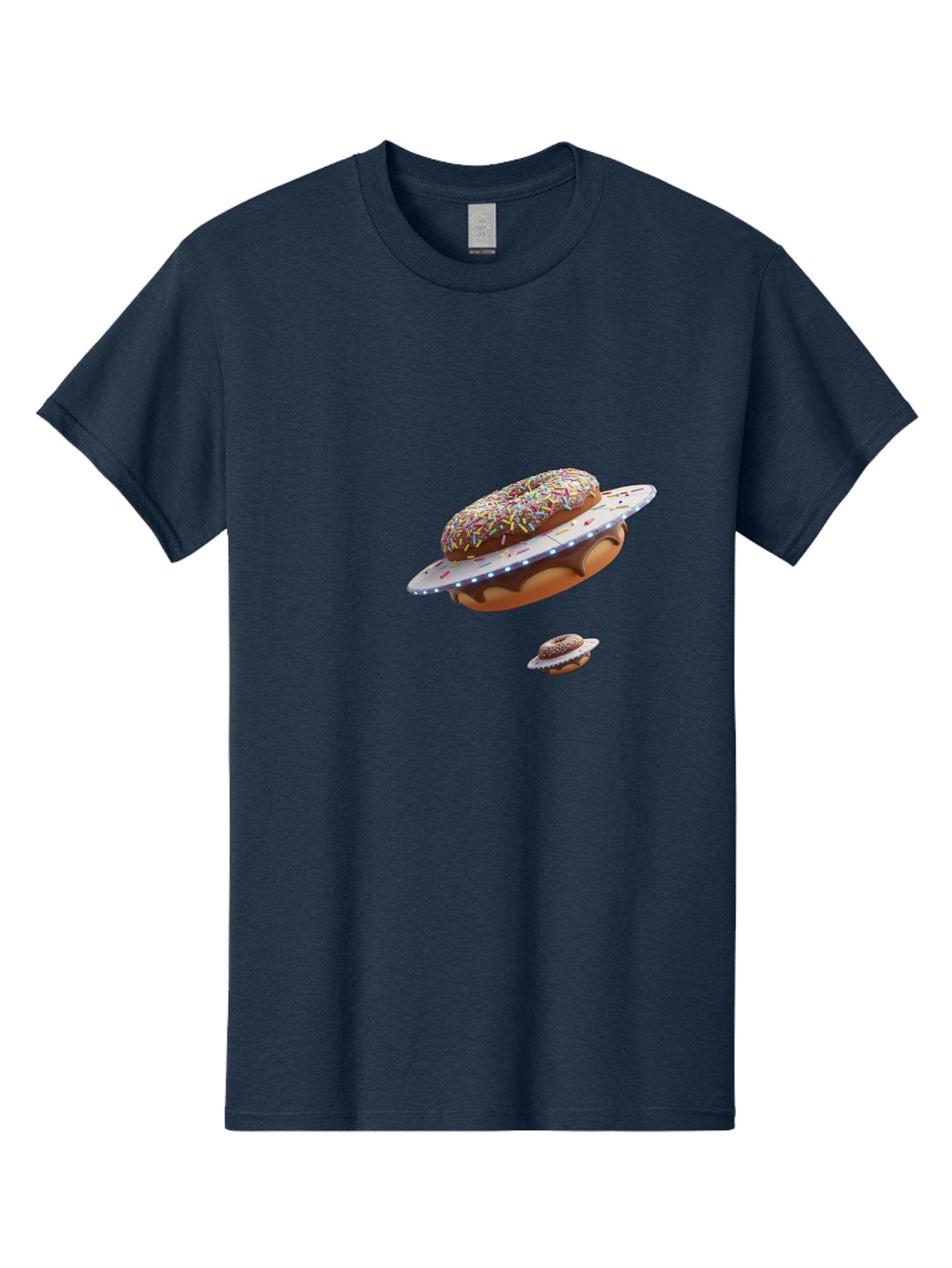 Donut-Ufo-2 Men'S Graphic Tee, 100% Cotton, Comfortable Casual Summer Wear, Machine Washable, Donut Ufo, Sprinkles, Colorful Treats, Flying Donuts, Sweet Galaxy, Whimsical Dessert, Digital Art, Creative Design, Fun Food Bab874 7