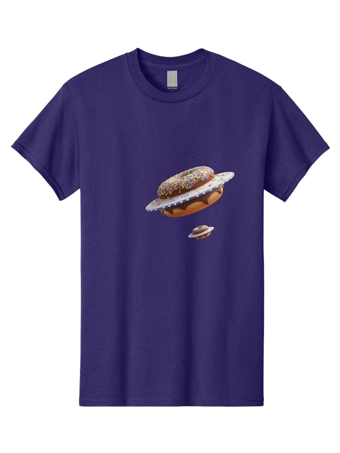 Donut-Ufo-2 Men'S Graphic Tee, 100% Cotton, Comfortable Casual Summer Wear, Machine Washable, Donut Ufo, Sprinkles, Colorful Treats, Flying Donuts, Sweet Galaxy, Whimsical Dessert, Digital Art, Creative Design, Fun Food Bab874