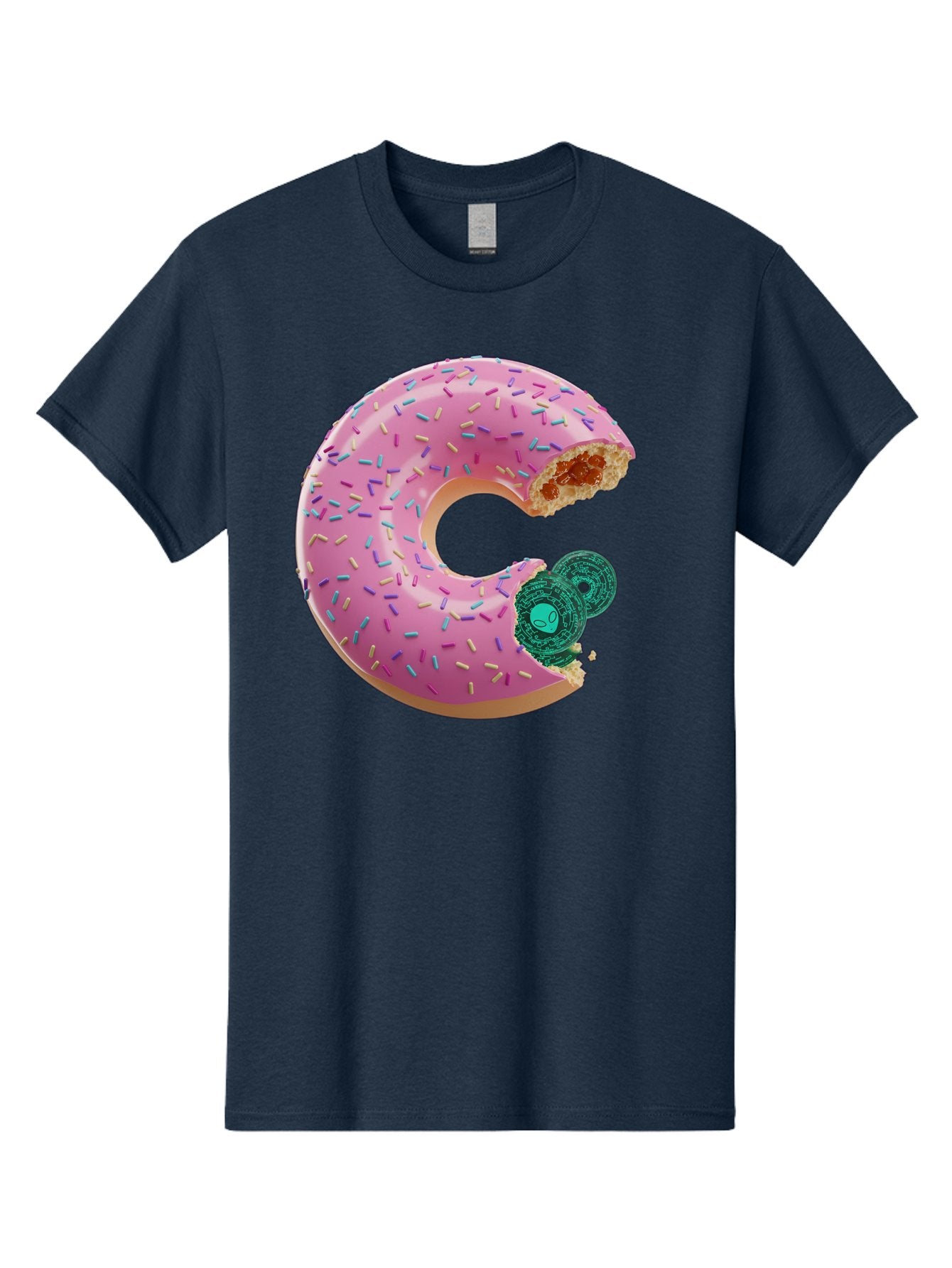 Donut-With-Bitcoin-Bite Men'S Graphic Tee, 100% Cotton, Comfortable Casual Summer Wear, Machine Washable, Pink Donut, Donut With Jelly Filling, Jelly Donut, Donut With Sprinkles, Bitten Donut, Donut Treat, Sweet Pastry, Dessert Food Bab876 13