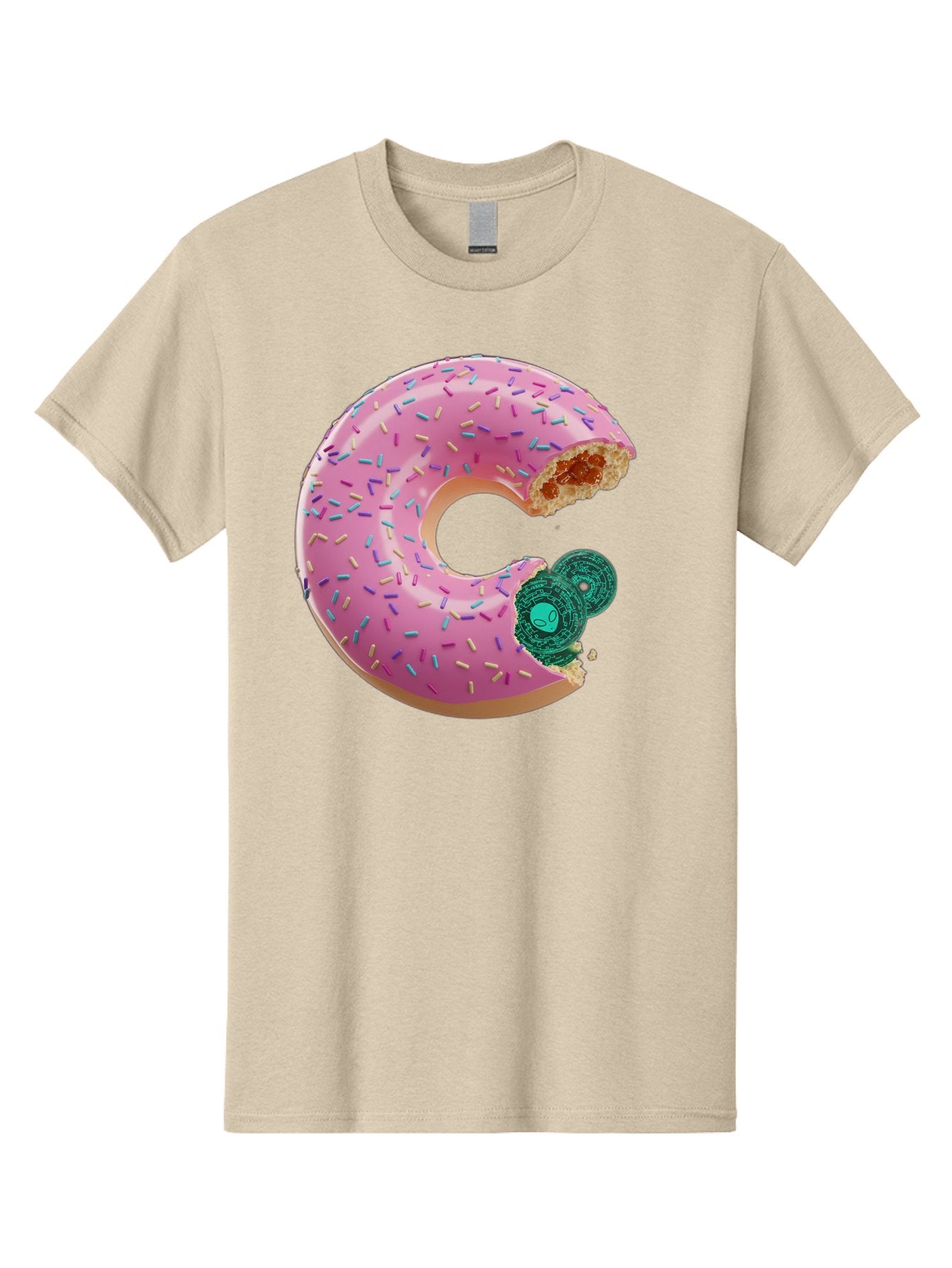 Donut-With-Bitcoin-Bite Men'S Graphic Tee, 100% Cotton, Comfortable Casual Summer Wear, Machine Washable, Pink Donut, Donut With Jelly Filling, Jelly Donut, Donut With Sprinkles, Bitten Donut, Donut Treat, Sweet Pastry, Dessert Food Bab876 6