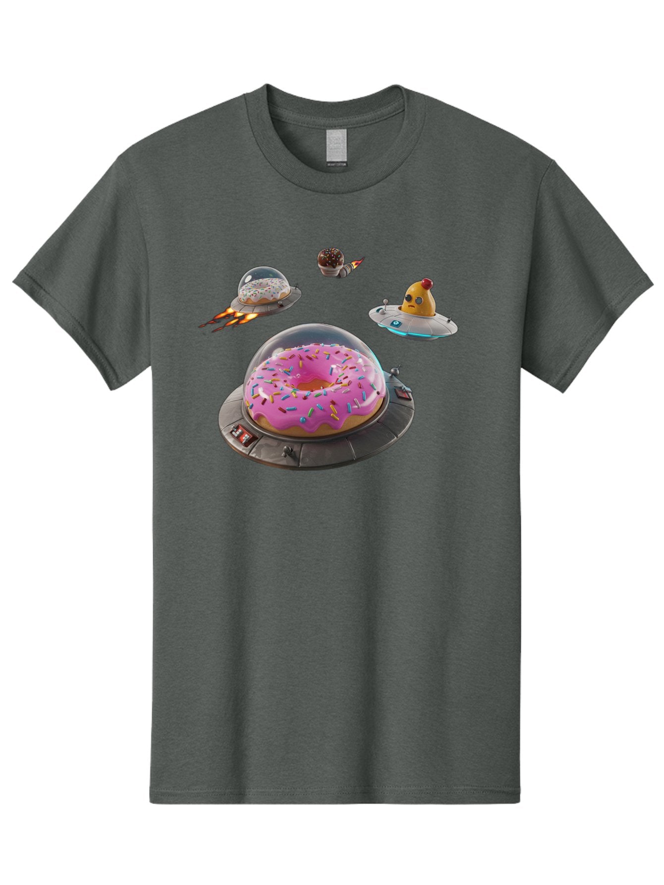 Donuts-In-Ufos Men'S Graphic Tee, 100% Cotton, Comfortable Casual Summer Wear, Machine Washable, Donuts In Ufos, Pink Frosted Donut, Sprinkles, Cupcakes, Ufos, Flying Saucers, Desserts, Sweet Treats, Futuristic, Colorful, Whimsical, Bab878 11