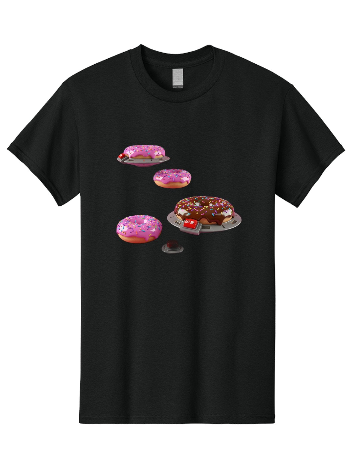 Donuts-On-Ufos Men'S Graphic Tee, 100% Cotton, Comfortable Casual Summer Wear, Machine Washable, Pink Frosted Donuts, Chocolate Frosted Donut, Sprinkles, Ufos, Eat Me Sign, Flying Donuts, Futuristic Dessert, 3D Rendering Bab879 6