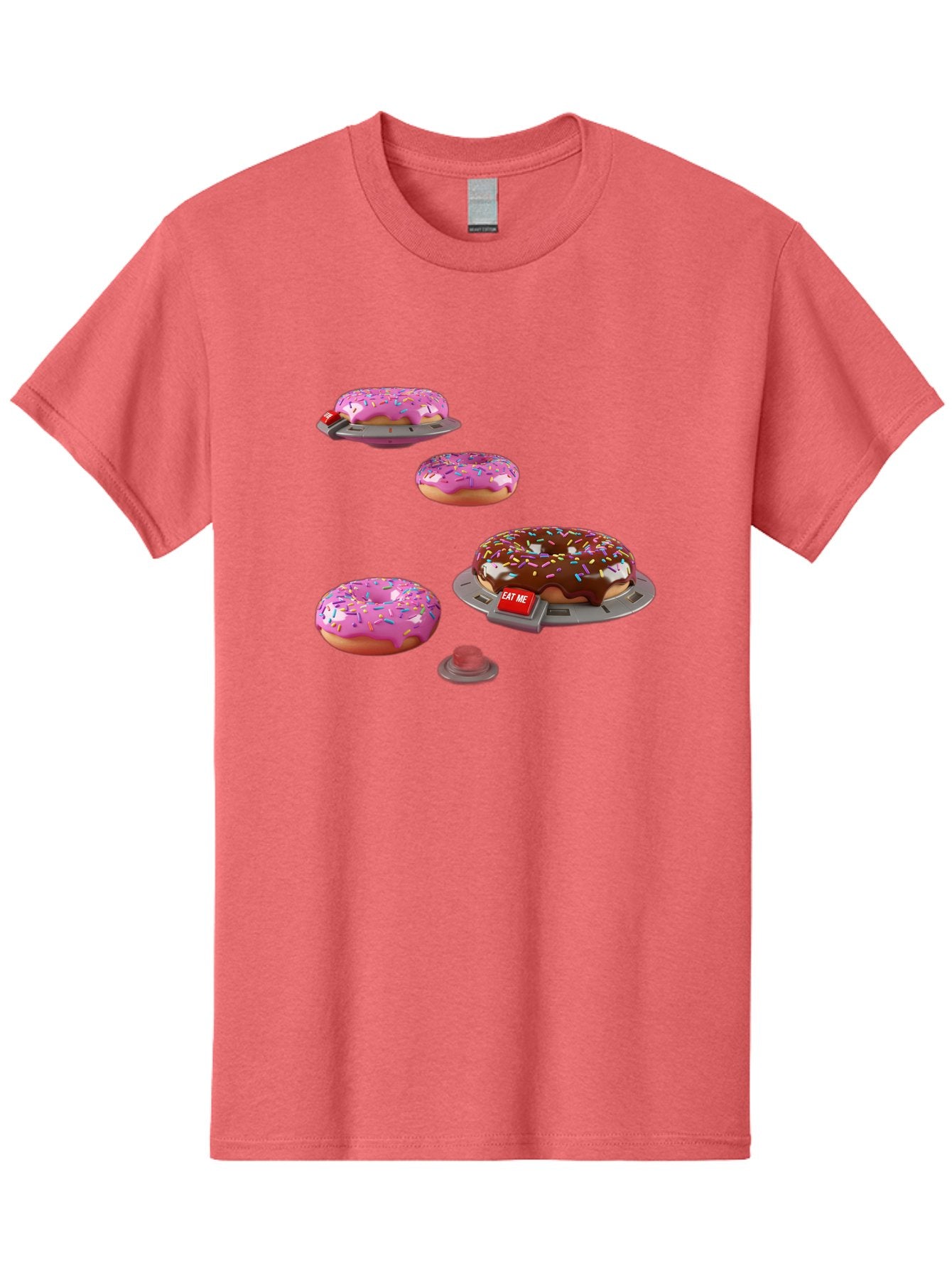 Donuts-On-Ufos Men'S Graphic Tee, 100% Cotton, Comfortable Casual Summer Wear, Machine Washable, Pink Frosted Donuts, Chocolate Frosted Donut, Sprinkles, Ufos, Eat Me Sign, Flying Donuts, Futuristic Dessert, 3D Rendering Bab879 5