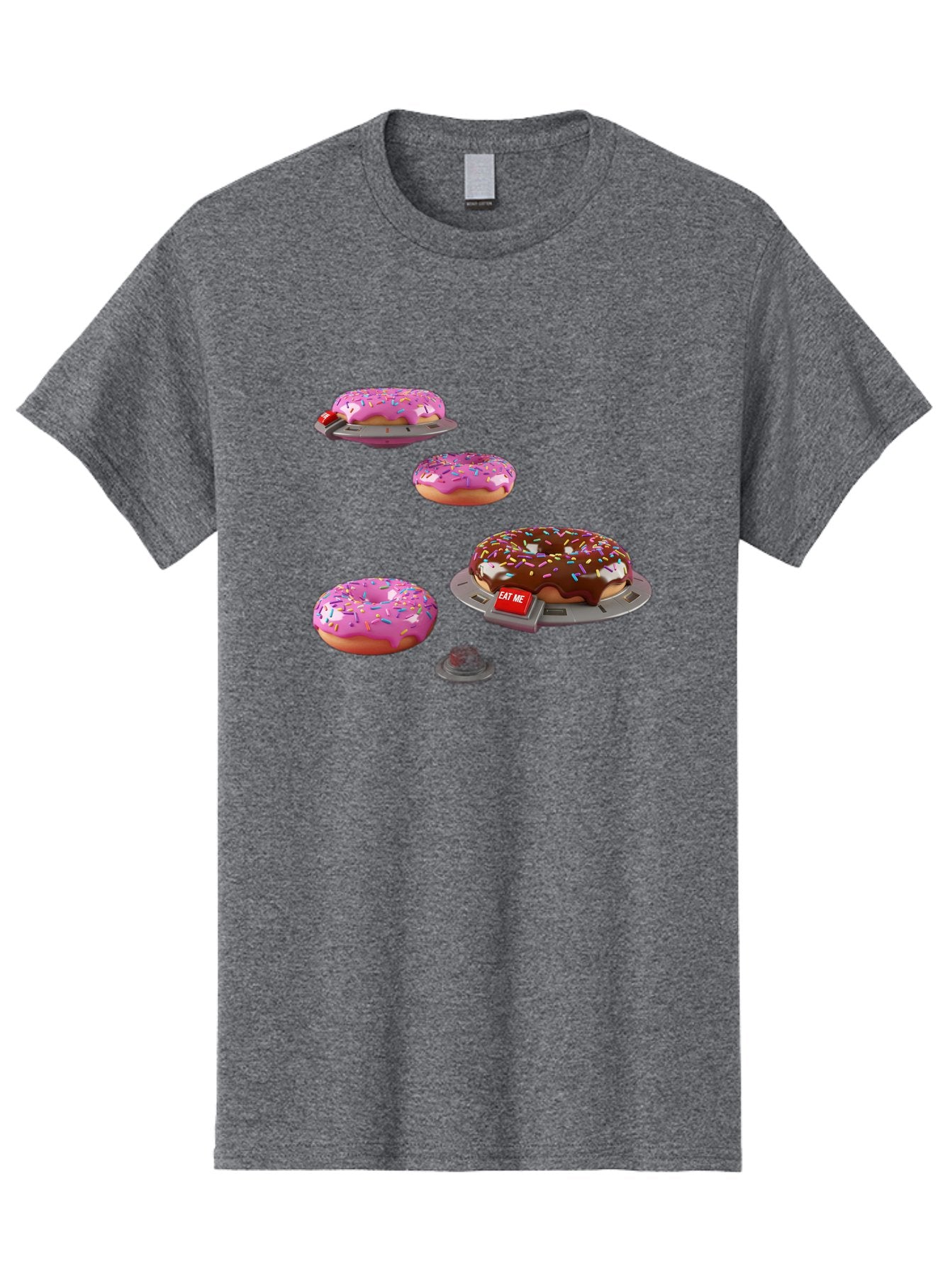 Donuts-On-Ufos Men'S Graphic Tee, 100% Cotton, Comfortable Casual Summer Wear, Machine Washable, Pink Frosted Donuts, Chocolate Frosted Donut, Sprinkles, Ufos, Eat Me Sign, Flying Donuts, Futuristic Dessert, 3D Rendering Bab879 4