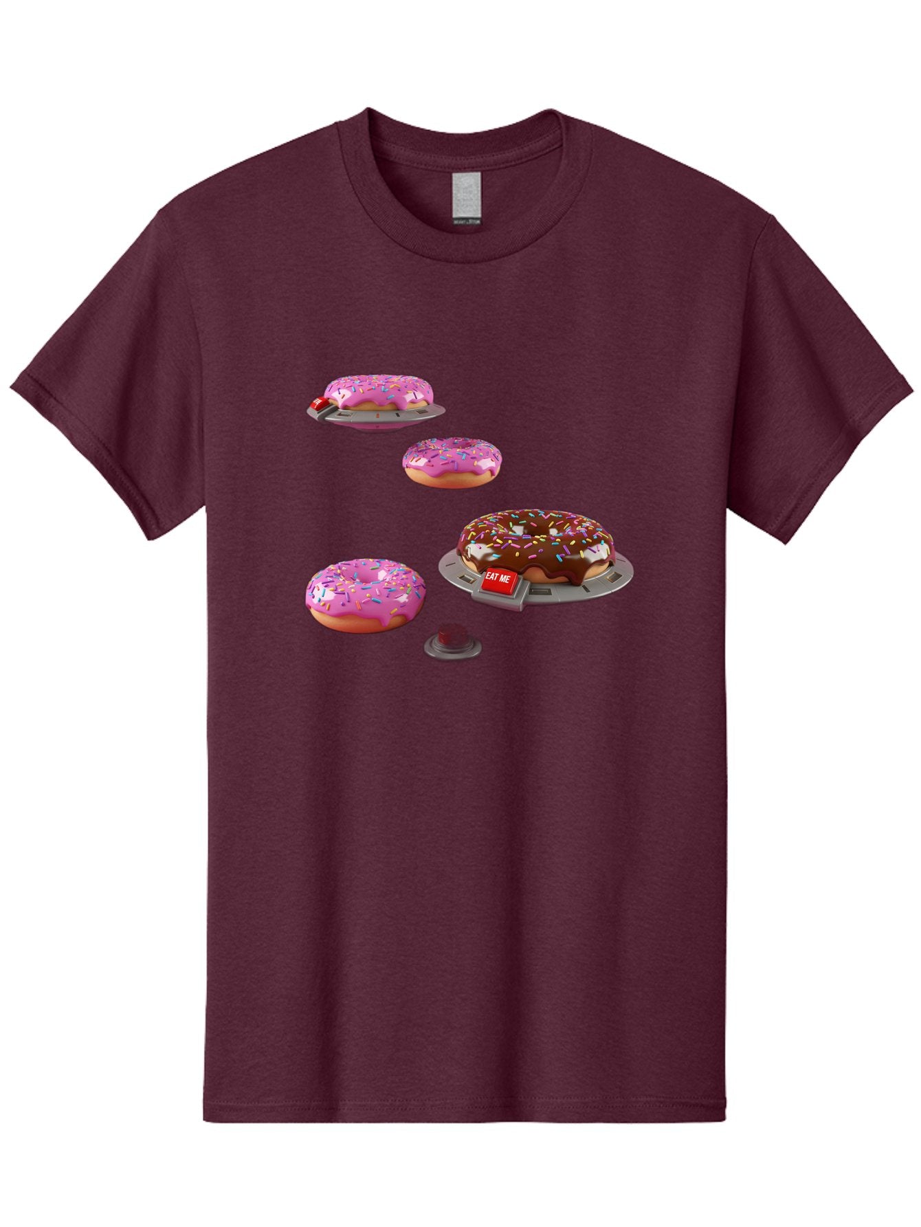 Donuts-On-Ufos Men'S Graphic Tee, 100% Cotton, Comfortable Casual Summer Wear, Machine Washable, Pink Frosted Donuts, Chocolate Frosted Donut, Sprinkles, Ufos, Eat Me Sign, Flying Donuts, Futuristic Dessert, 3D Rendering Bab879 3