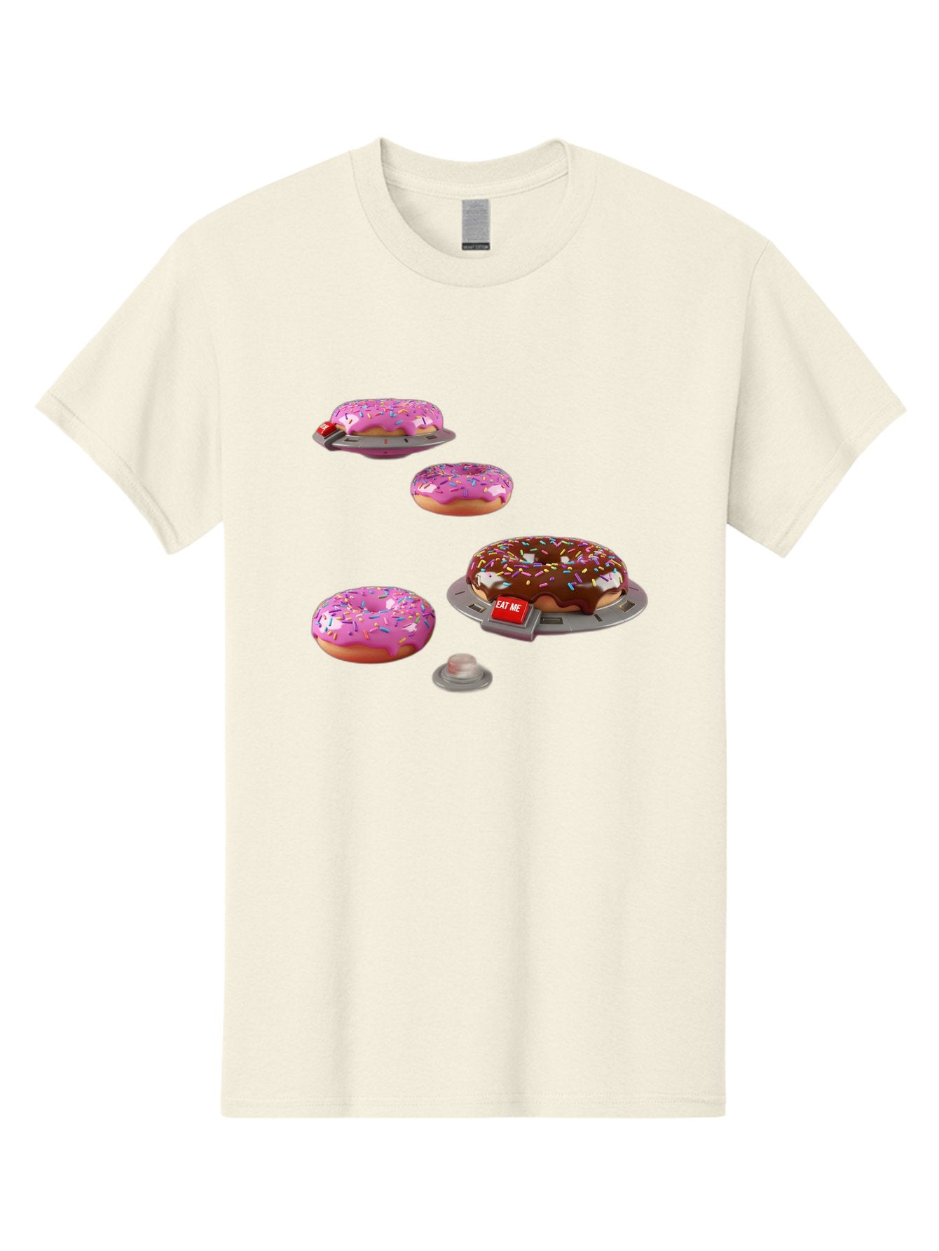 Donuts-On-Ufos Men'S Graphic Tee, 100% Cotton, Comfortable Casual Summer Wear, Machine Washable, Pink Frosted Donuts, Chocolate Frosted Donut, Sprinkles, Ufos, Eat Me Sign, Flying Donuts, Futuristic Dessert, 3D Rendering Bab879 9