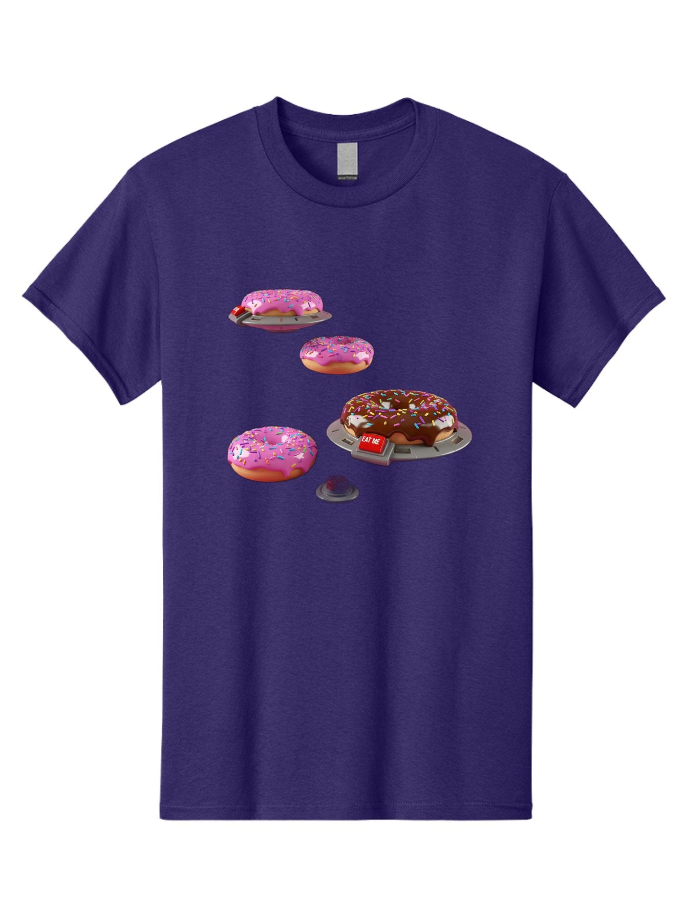 Donuts-On-Ufos Men'S Graphic Tee, 100% Cotton, Comfortable Casual Summer Wear, Machine Washable, Pink Frosted Donuts, Chocolate Frosted Donut, Sprinkles, Ufos, Eat Me Sign, Flying Donuts, Futuristic Dessert, 3D Rendering Bab879 12