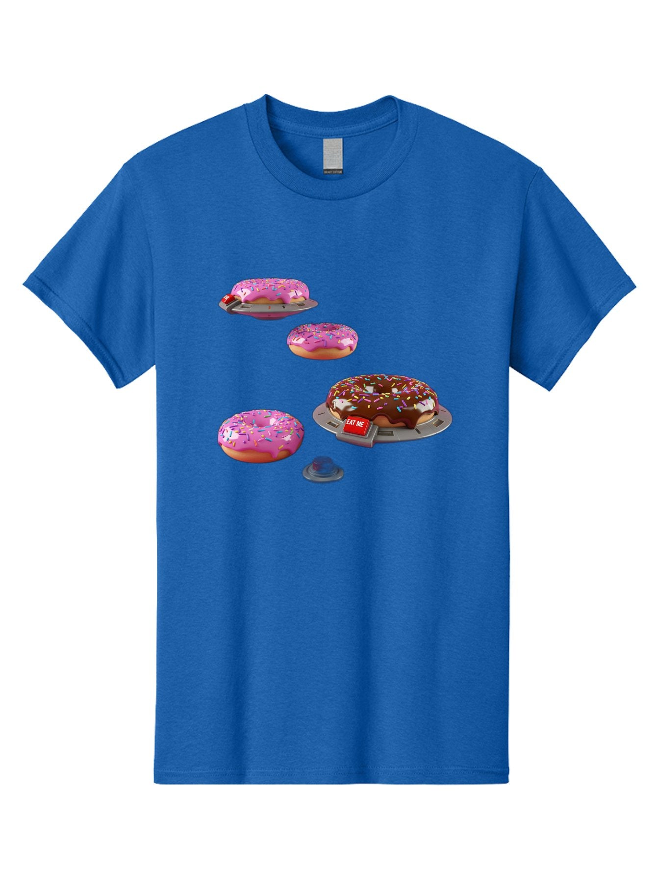Donuts-On-Ufos Men'S Graphic Tee, 100% Cotton, Comfortable Casual Summer Wear, Machine Washable, Pink Frosted Donuts, Chocolate Frosted Donut, Sprinkles, Ufos, Eat Me Sign, Flying Donuts, Futuristic Dessert, 3D Rendering Bab879 7