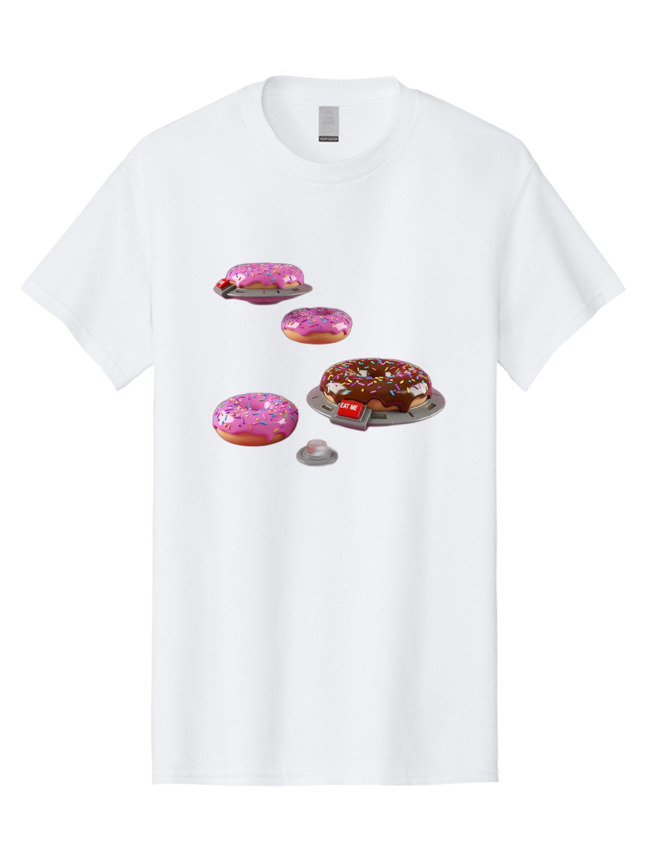 Donuts-On-Ufos Men'S Graphic Tee, 100% Cotton, Comfortable Casual Summer Wear, Machine Washable, Pink Frosted Donuts, Chocolate Frosted Donut, Sprinkles, Ufos, Eat Me Sign, Flying Donuts, Futuristic Dessert, 3D Rendering Bab879 14