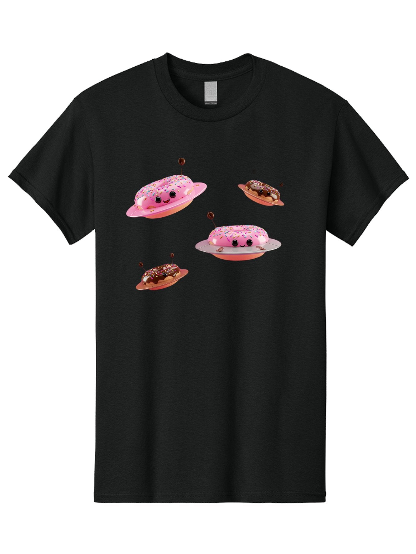 Donuts-Ufo Men'S Graphic Tee, 100% Cotton, Comfortable Casual Summer Wear, Machine Washable, Donut Ufos, Pink Donut, Chocolate Donut, Sprinkles, Funny Ufo, Cartoon Ufo, Whimsical Illustration, Foodie Humor, Alien Donuts, Playful Graphics Bab880 12