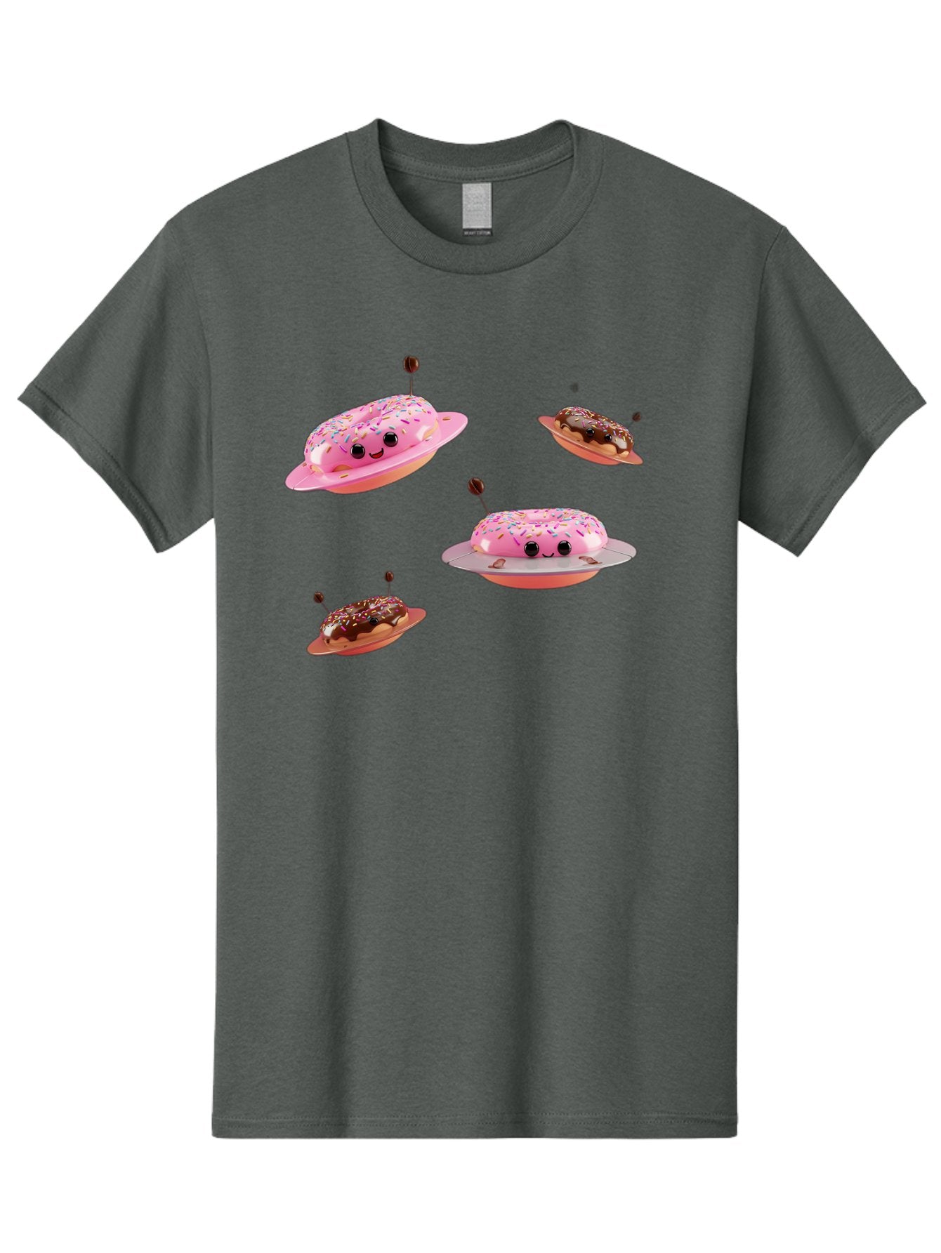 Donuts-Ufo Men'S Graphic Tee, 100% Cotton, Comfortable Casual Summer Wear, Machine Washable, Donut Ufos, Pink Donut, Chocolate Donut, Sprinkles, Funny Ufo, Cartoon Ufo, Whimsical Illustration, Foodie Humor, Alien Donuts, Playful Graphics Bab880 14