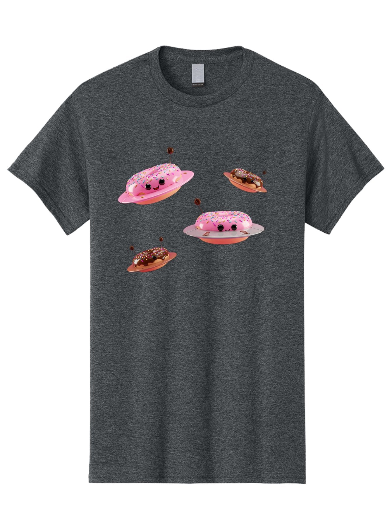 Donuts-Ufo Men'S Graphic Tee, 100% Cotton, Comfortable Casual Summer Wear, Machine Washable, Donut Ufos, Pink Donut, Chocolate Donut, Sprinkles, Funny Ufo, Cartoon Ufo, Whimsical Illustration, Foodie Humor, Alien Donuts, Playful Graphics Bab880 4
