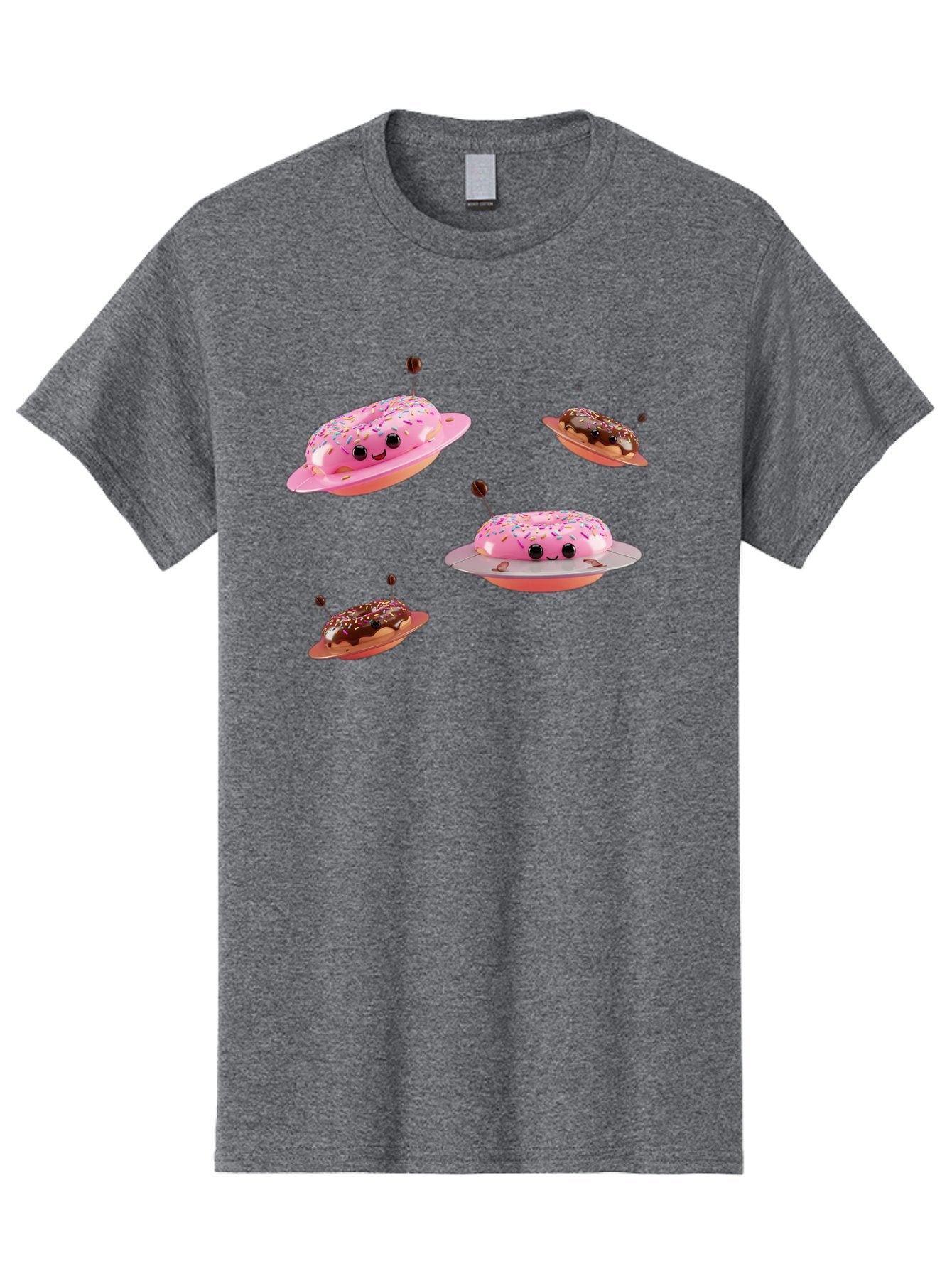 Donuts-Ufo Men'S Graphic Tee, 100% Cotton, Comfortable Casual Summer Wear, Machine Washable, Donut Ufos, Pink Donut, Chocolate Donut, Sprinkles, Funny Ufo, Cartoon Ufo, Whimsical Illustration, Foodie Humor, Alien Donuts, Playful Graphics Bab880 10