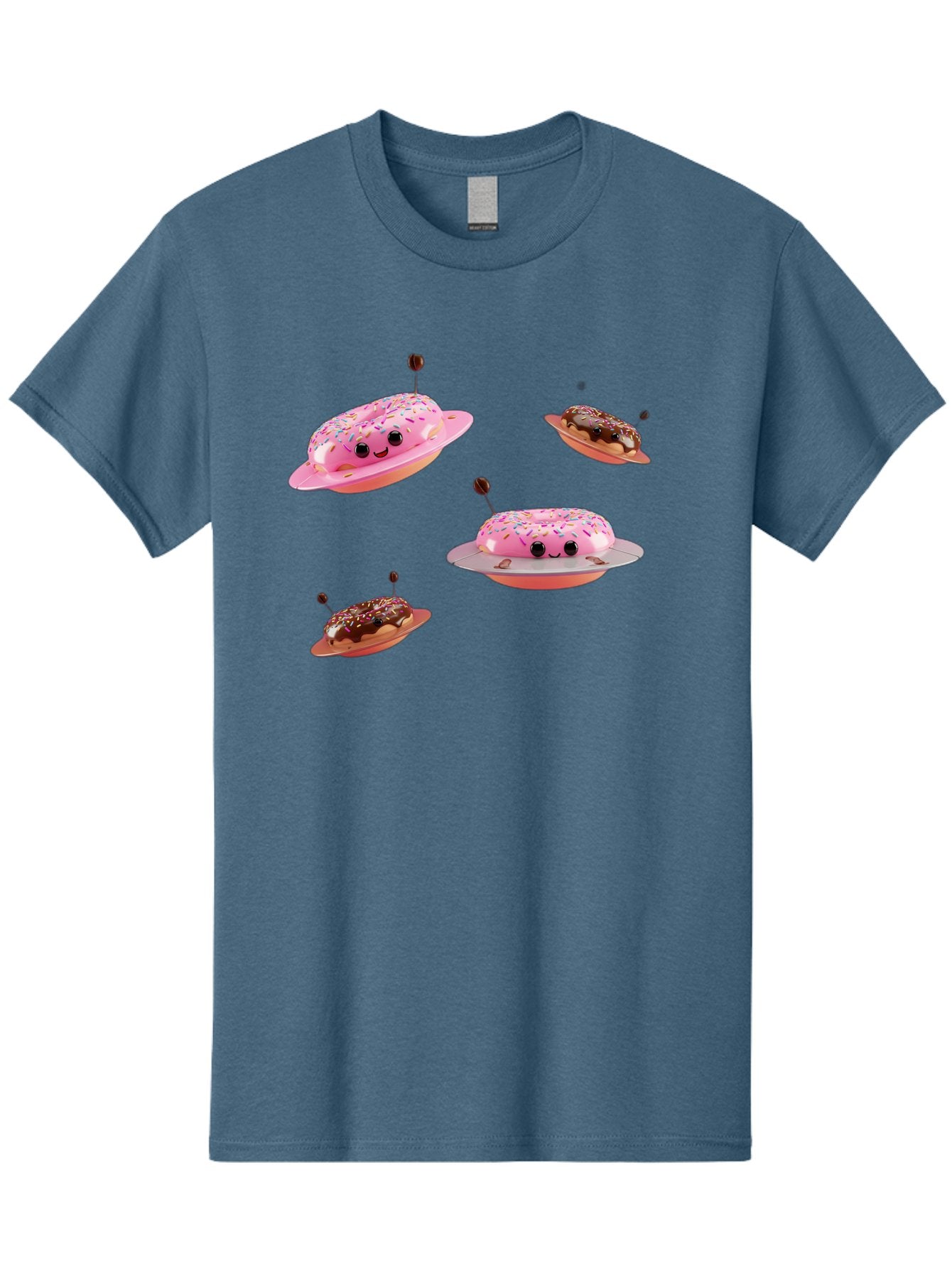Donuts-Ufo Men'S Graphic Tee, 100% Cotton, Comfortable Casual Summer Wear, Machine Washable, Donut Ufos, Pink Donut, Chocolate Donut, Sprinkles, Funny Ufo, Cartoon Ufo, Whimsical Illustration, Foodie Humor, Alien Donuts, Playful Graphics Bab880 9