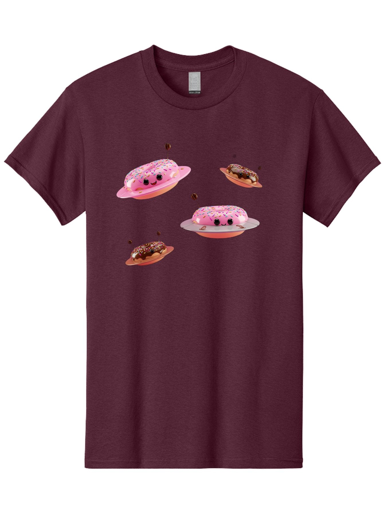Donuts-Ufo Men'S Graphic Tee, 100% Cotton, Comfortable Casual Summer Wear, Machine Washable, Donut Ufos, Pink Donut, Chocolate Donut, Sprinkles, Funny Ufo, Cartoon Ufo, Whimsical Illustration, Foodie Humor, Alien Donuts, Playful Graphics Bab880 13