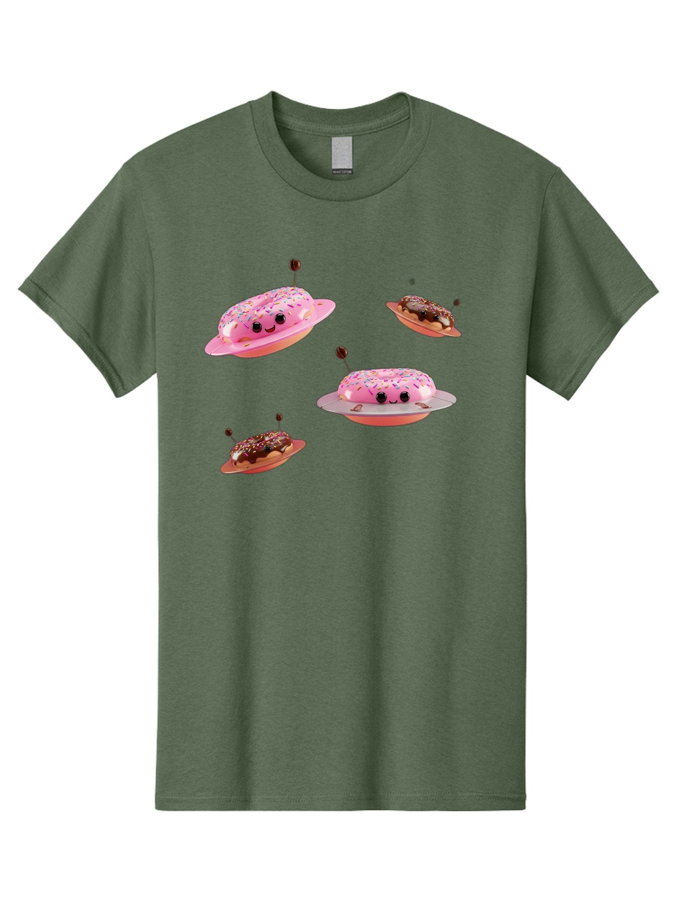 Donuts-Ufo Men'S Graphic Tee, 100% Cotton, Comfortable Casual Summer Wear, Machine Washable, Donut Ufos, Pink Donut, Chocolate Donut, Sprinkles, Funny Ufo, Cartoon Ufo, Whimsical Illustration, Foodie Humor, Alien Donuts, Playful Graphics Bab880 8
