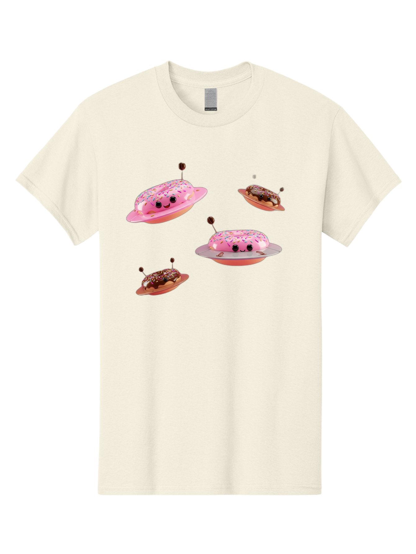 Donuts-Ufo Men'S Graphic Tee, 100% Cotton, Comfortable Casual Summer Wear, Machine Washable, Donut Ufos, Pink Donut, Chocolate Donut, Sprinkles, Funny Ufo, Cartoon Ufo, Whimsical Illustration, Foodie Humor, Alien Donuts, Playful Graphics Bab880 15