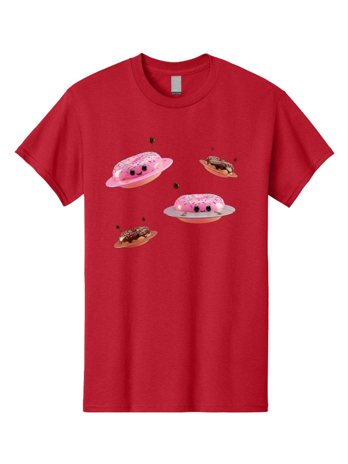 Donuts-Ufo Men'S Graphic Tee, 100% Cotton, Comfortable Casual Summer Wear, Machine Washable, Donut Ufos, Pink Donut, Chocolate Donut, Sprinkles, Funny Ufo, Cartoon Ufo, Whimsical Illustration, Foodie Humor, Alien Donuts, Playful Graphics Bab880 7